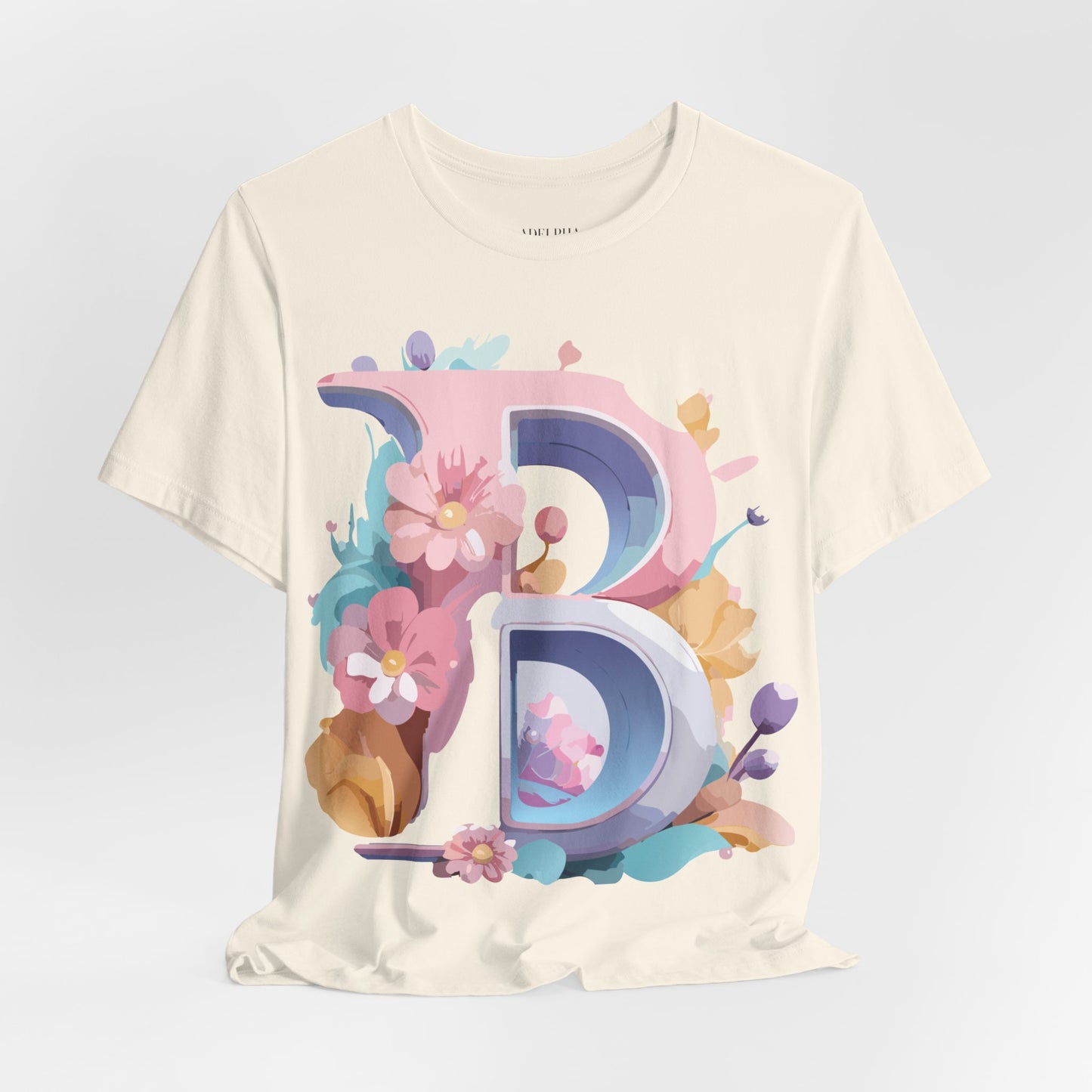 Natural Cotton Tee Shirt - Letters Collection - B Printify
