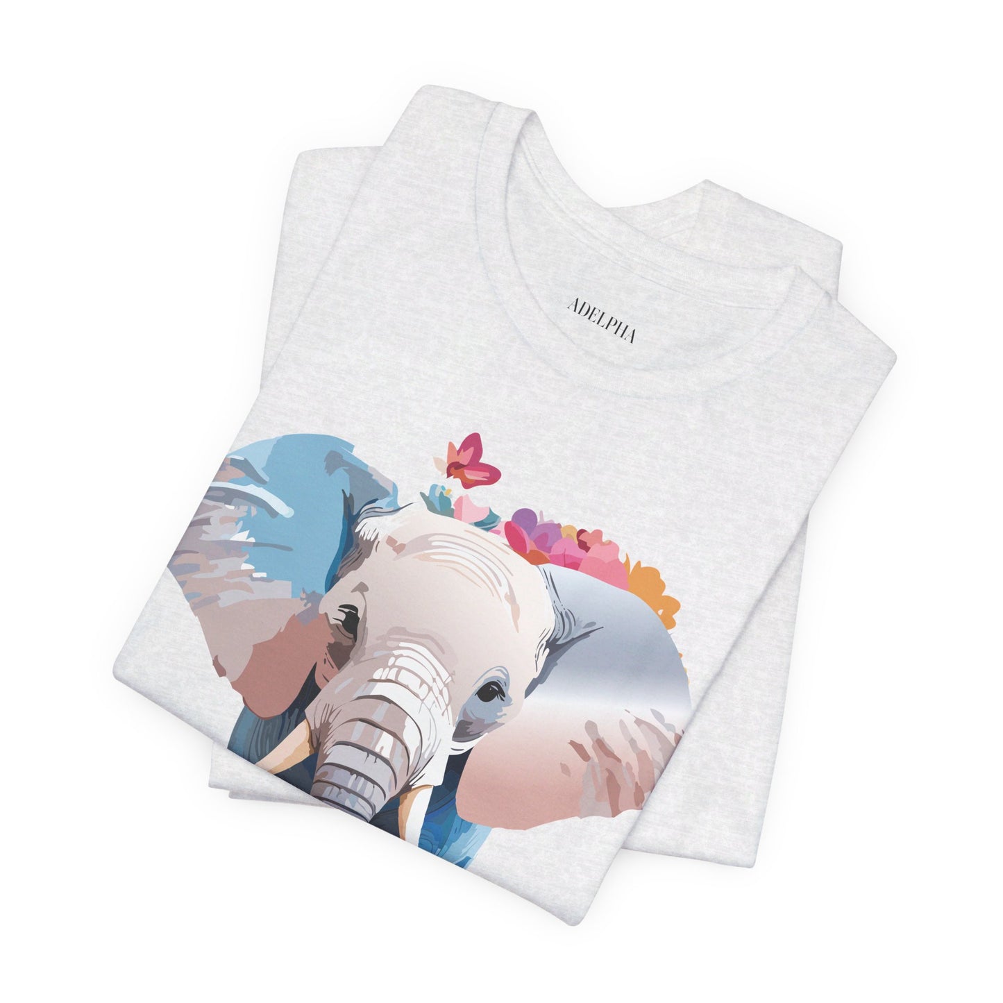Natural Cotton Tee Shirt with Elephant Printify