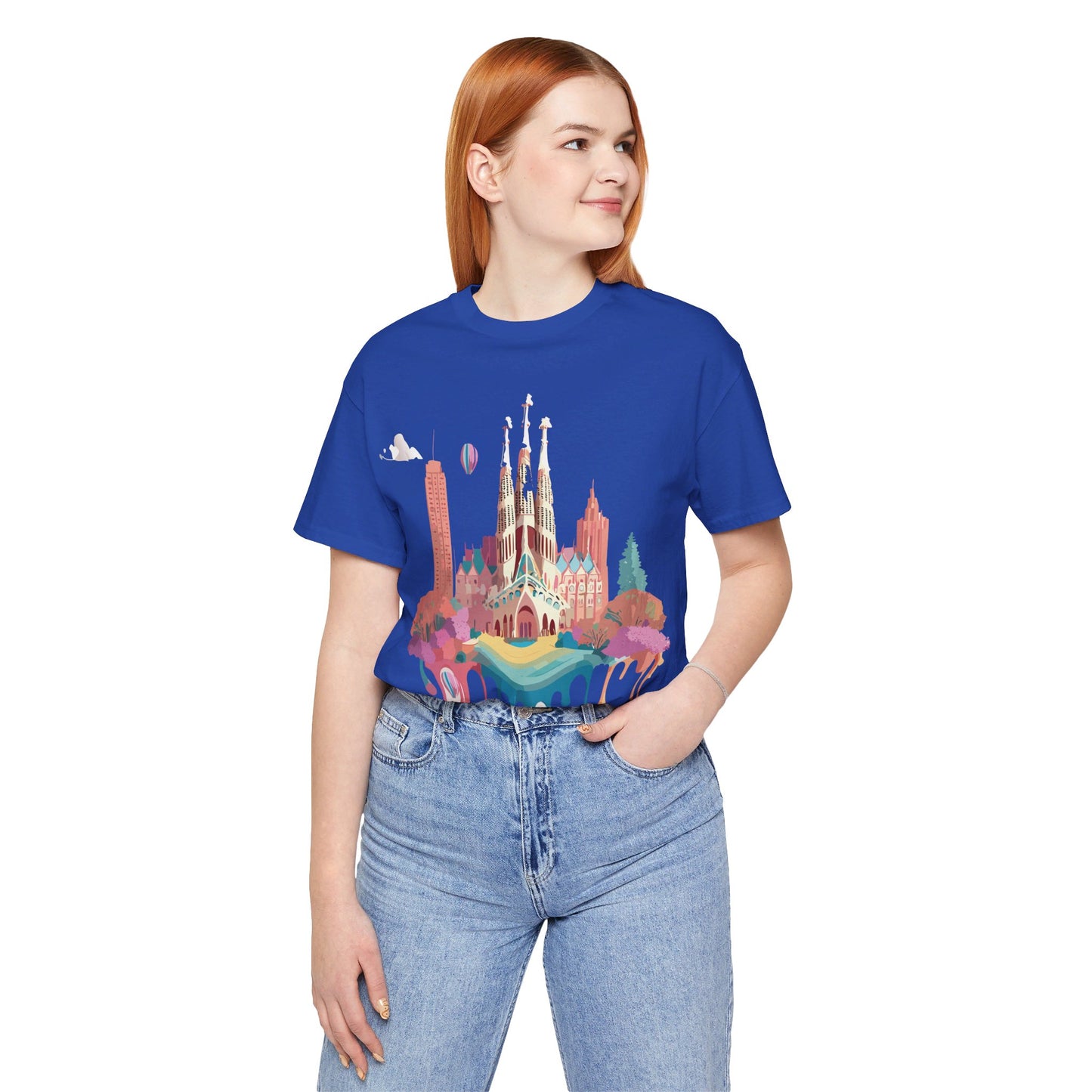 Natural Cotton Tee Shirt - Beautiful Places Collection - Barcelona Printify