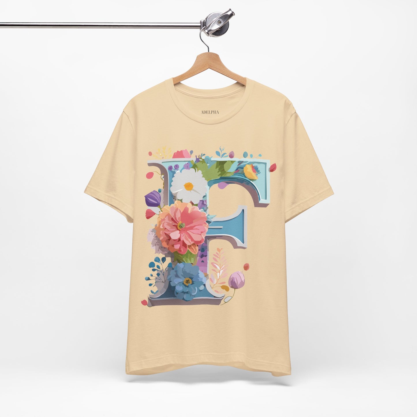 Natural Cotton Tee Shirt - Letters Collection - F Printify