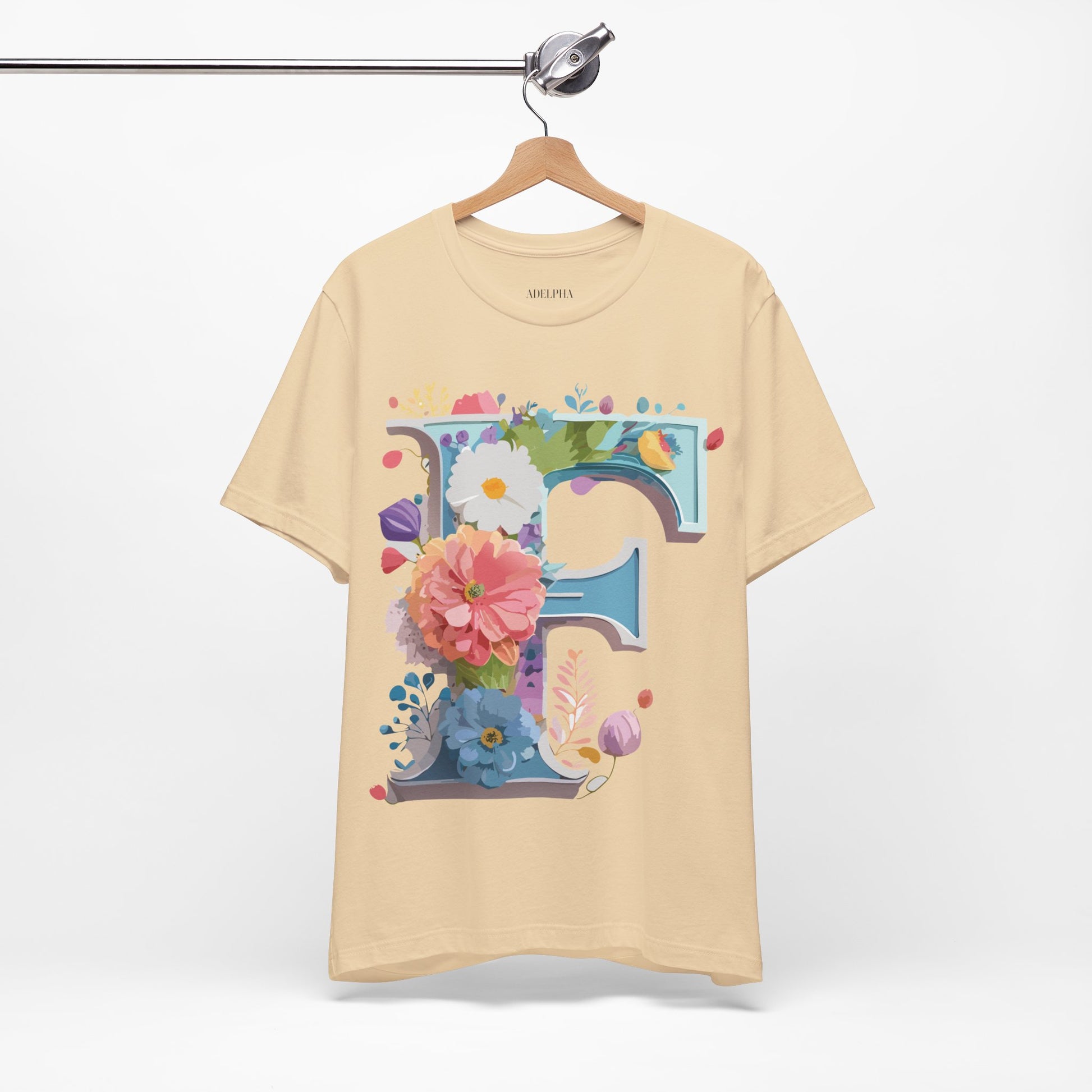 Natural Cotton Tee Shirt - Letters Collection - F Printify