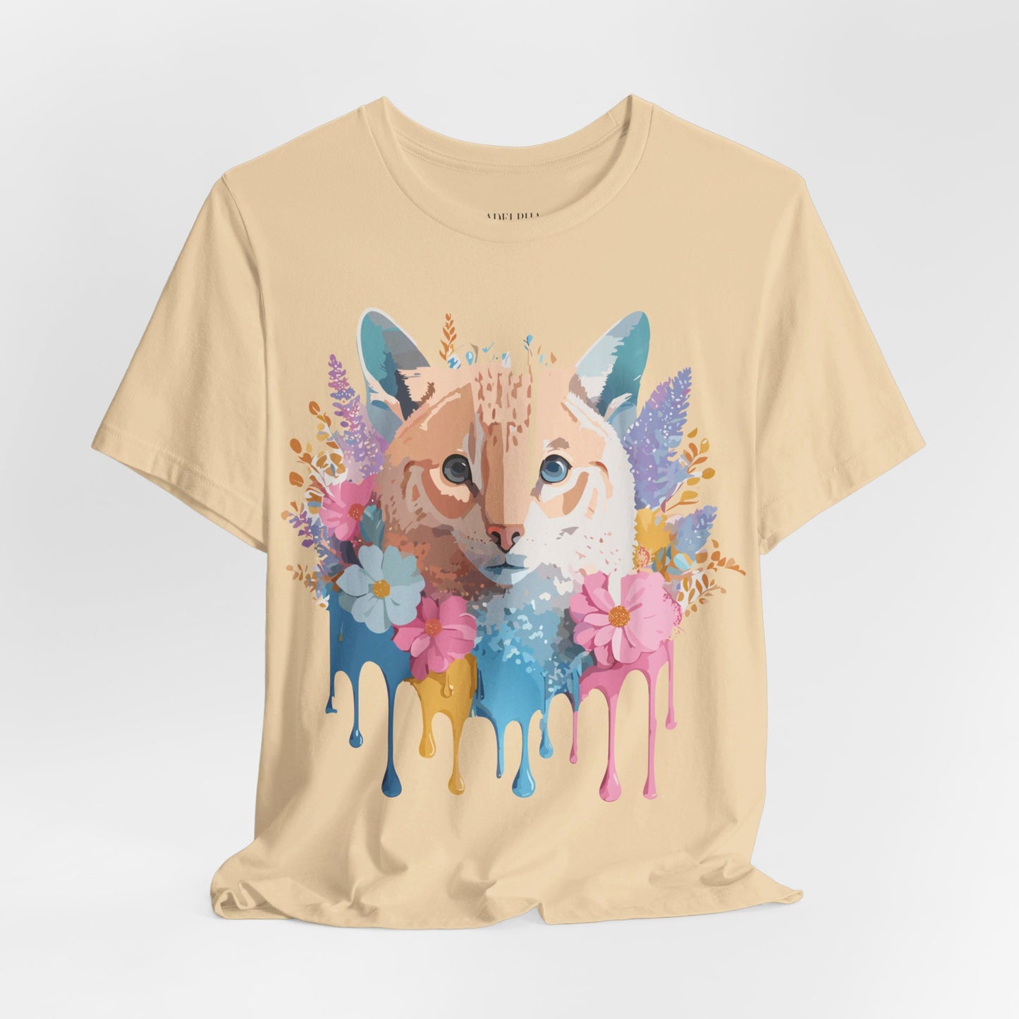 Natural Cotton Tee Shirt with Cat Printify