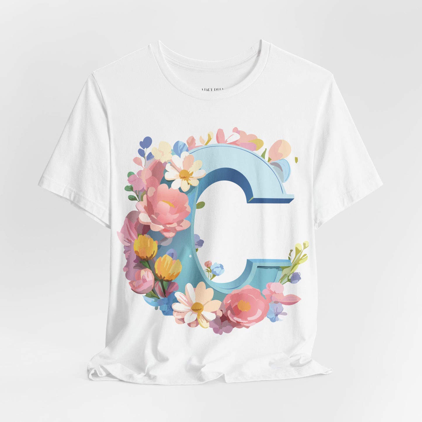 Natural Cotton Tee Shirt - Letters Collection - C Printify