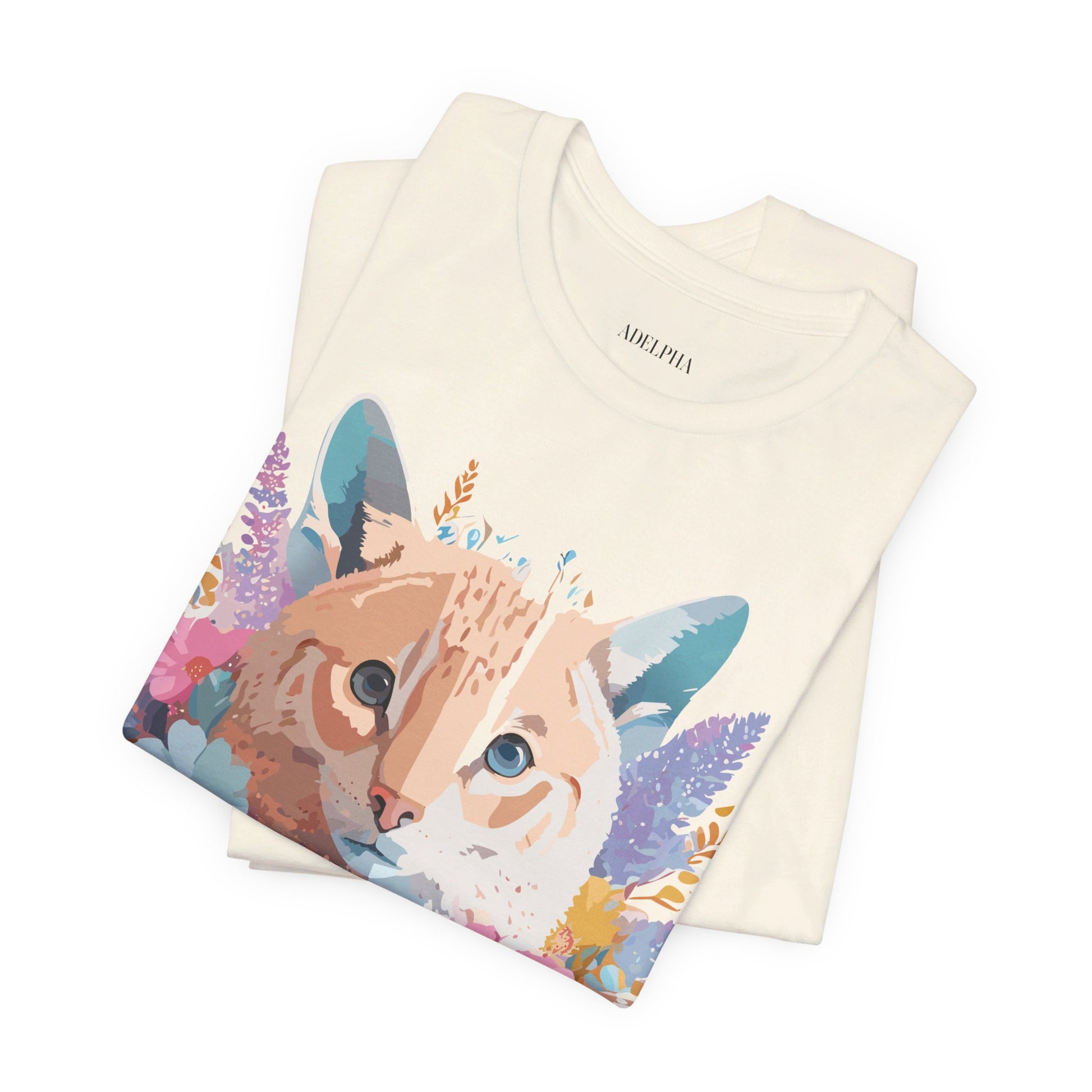 Natural Cotton Tee Shirt with Cat Printify