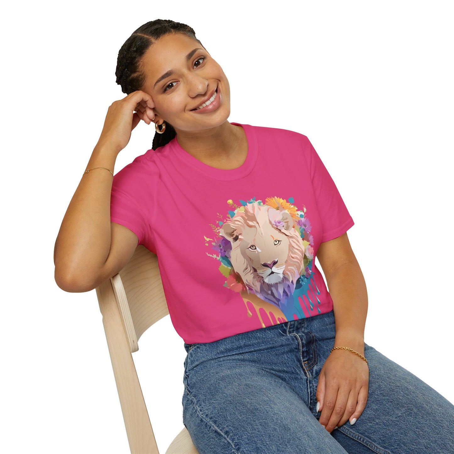 Lion Shirt, Shirt with Lion, Floral Lion Tee, Shirt with Animals