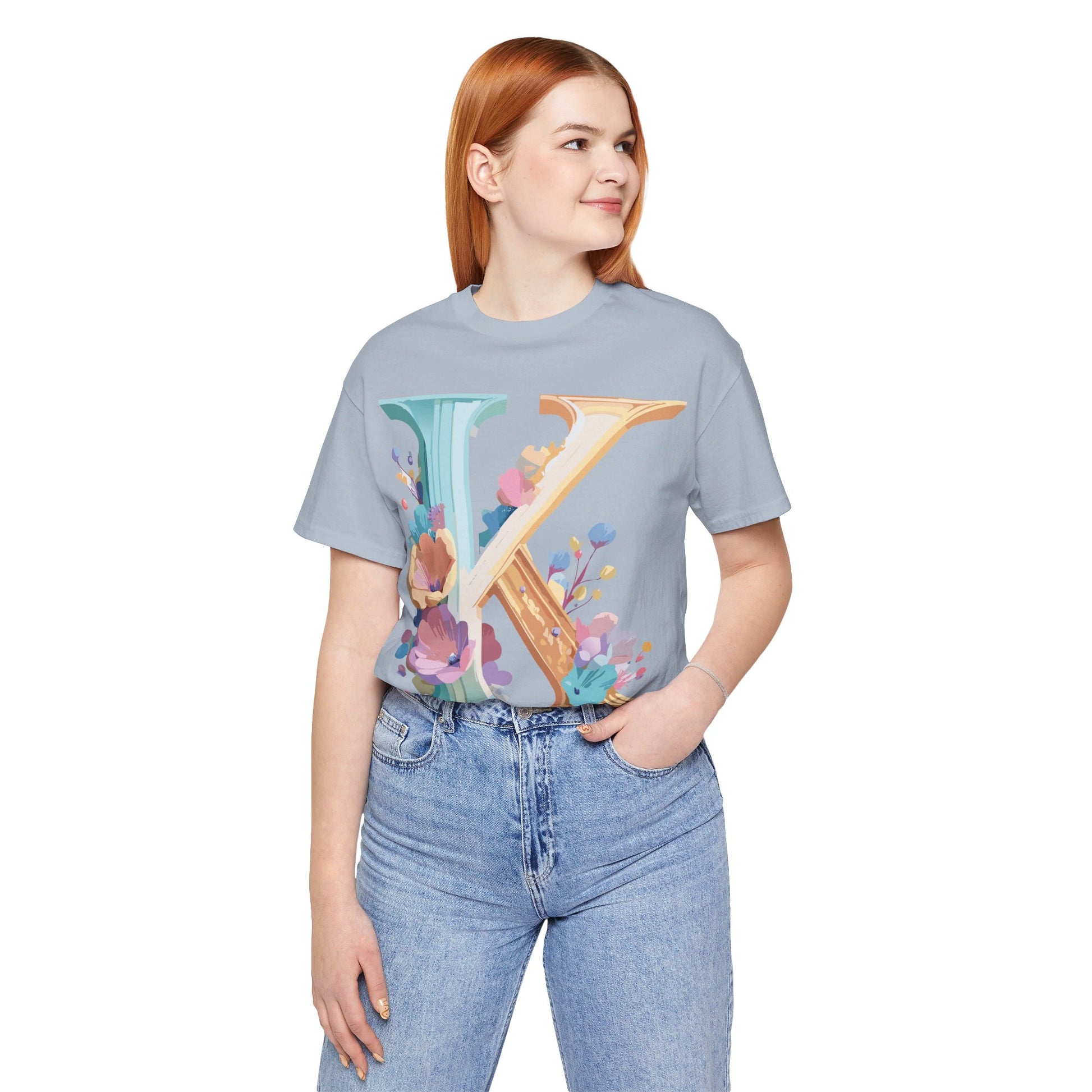 Natural Cotton Tee Shirt - Letters Collection - K Printify