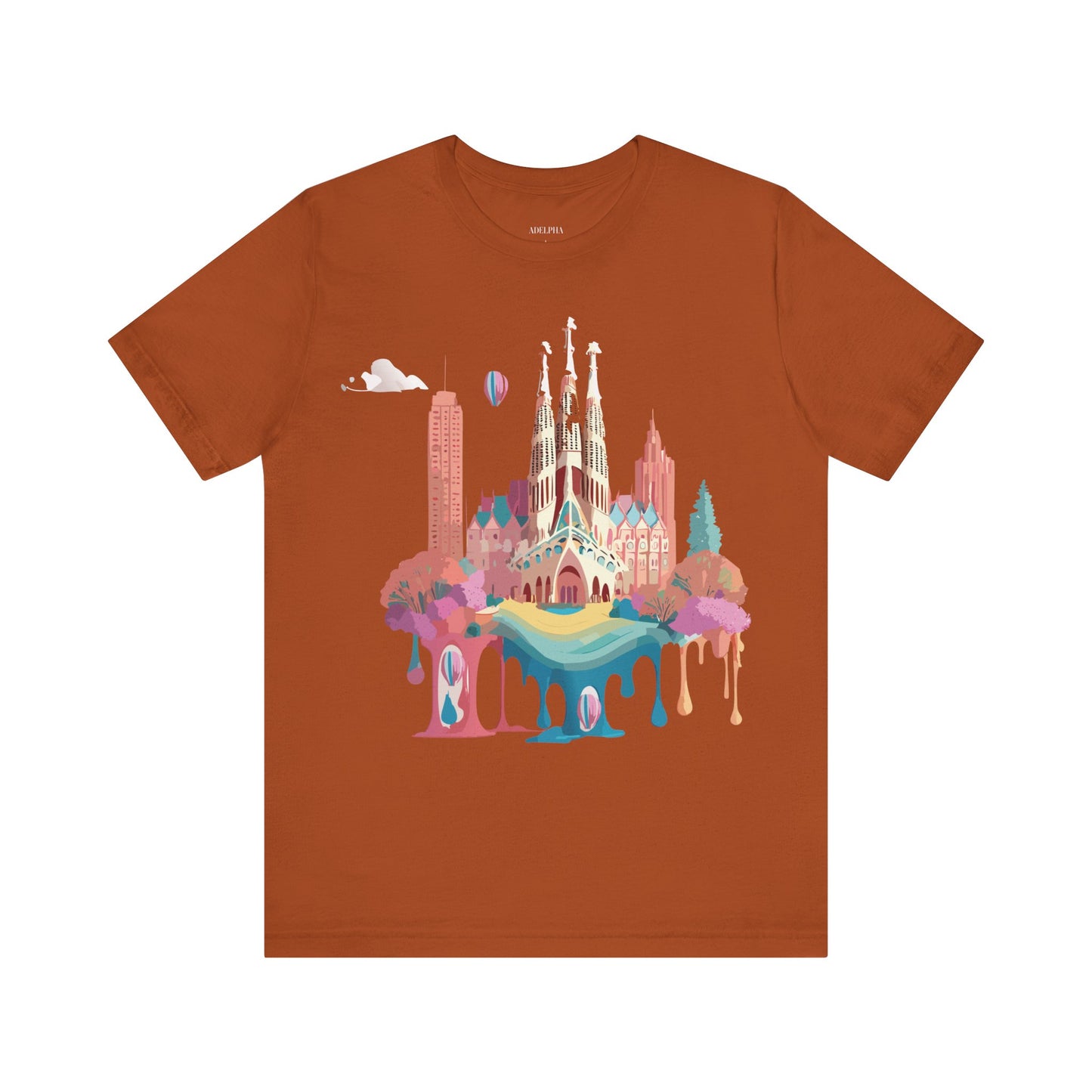 Natural Cotton Tee Shirt - Beautiful Places Collection - Barcelona Printify