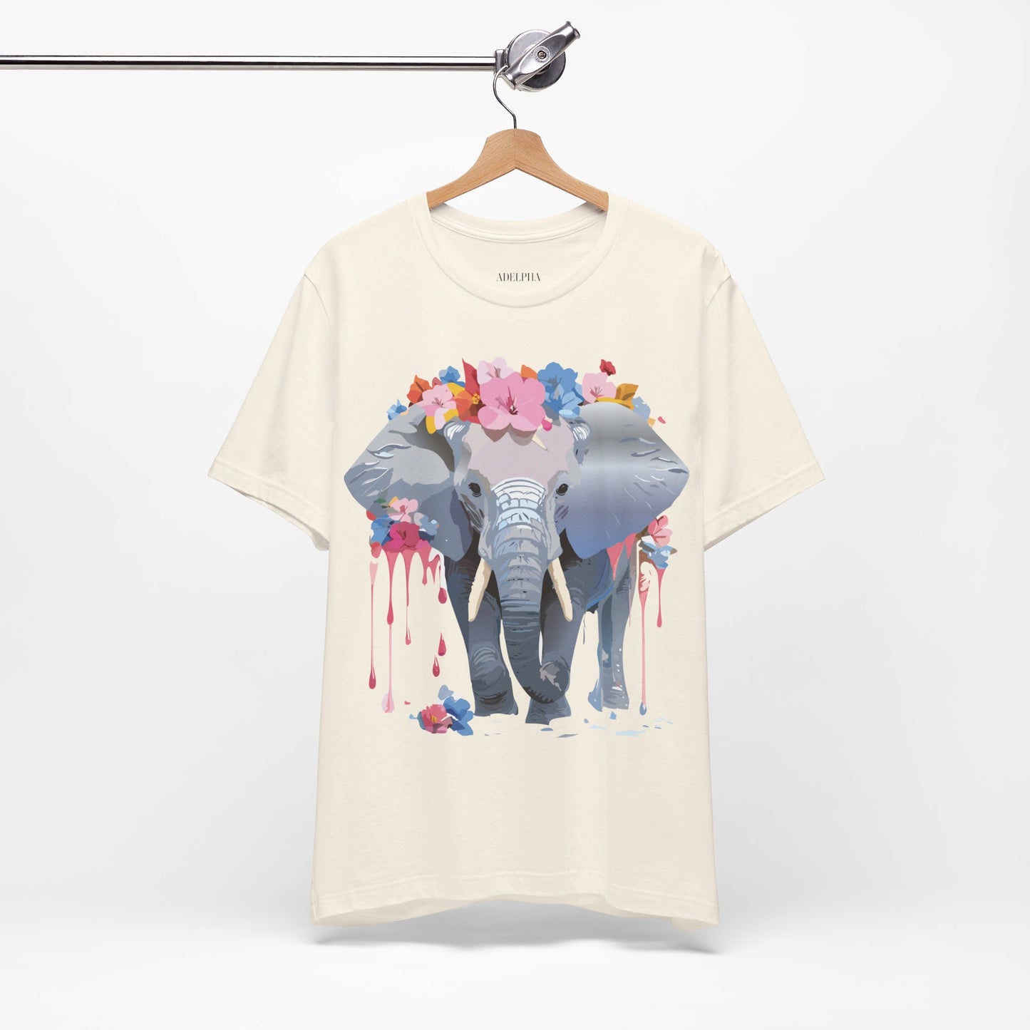 Natural Cotton Tee Shirt with Elephant Printify