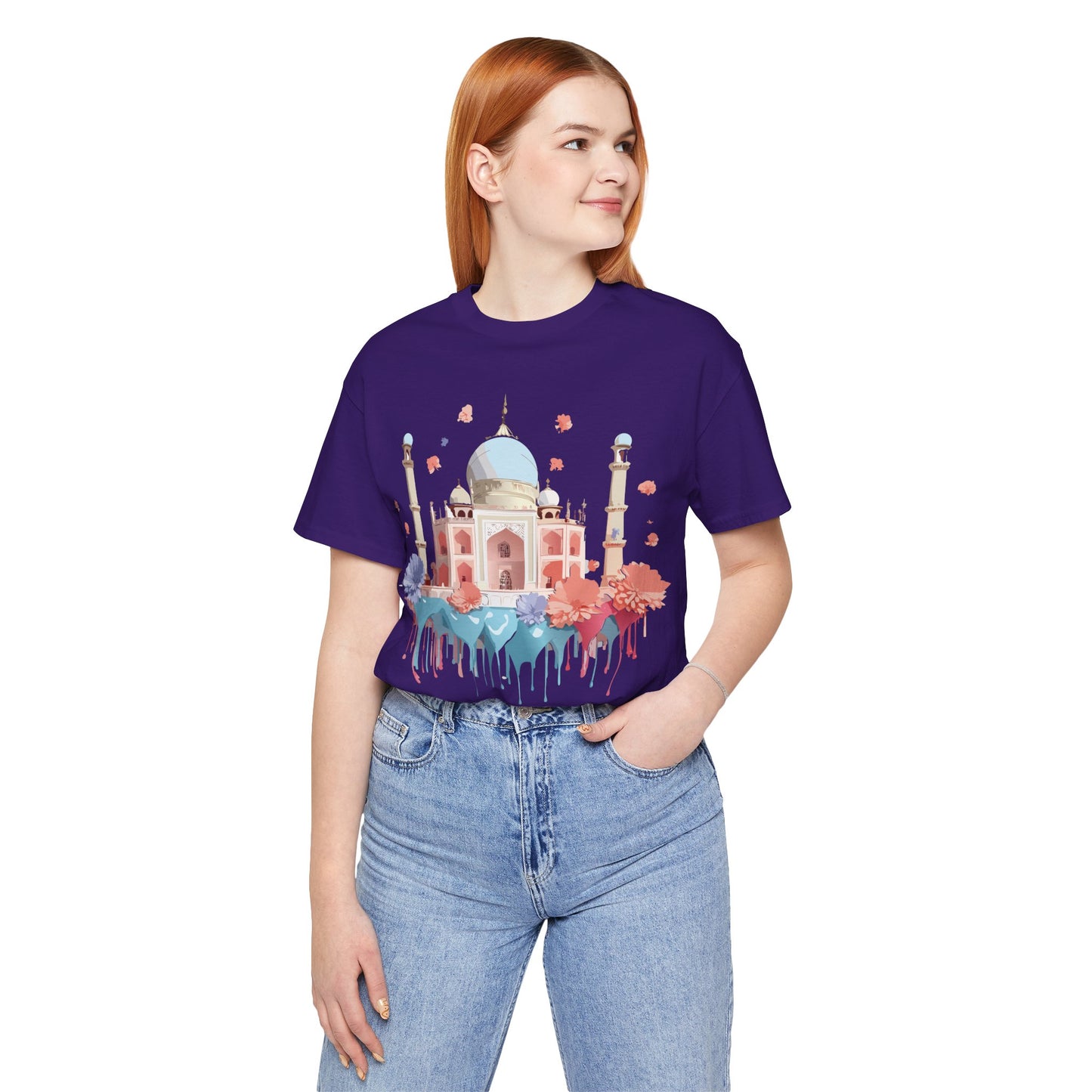Natural Cotton Tee Shirt - Taj Mahal, India Printify