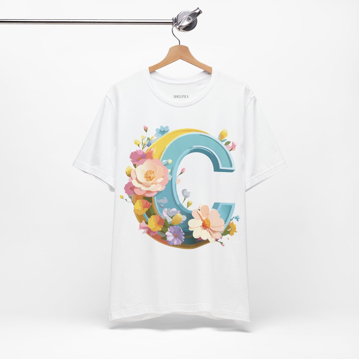 Natural Cotton Tee Shirt - Letters Collection - C Printify