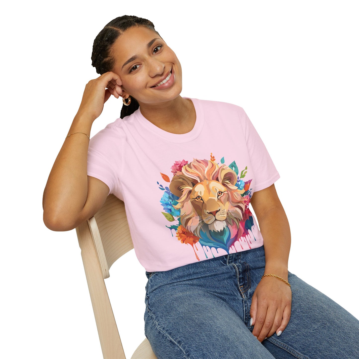 Lion Shirt, Shirt with Lion, Floral Lion Tee, Shirt with Animals