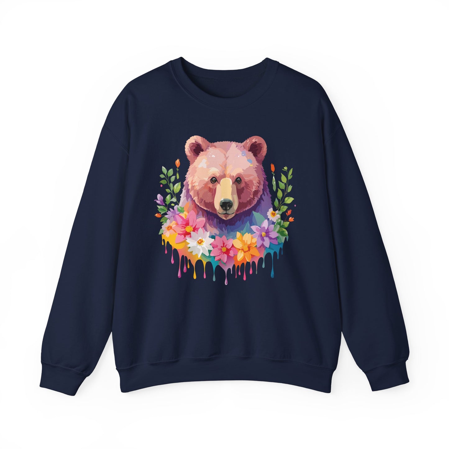 Unisex Floral Bear Sweatshirt, Animals Sweatshirt, Floral Sweatshirt, Art Design Sweatshirt