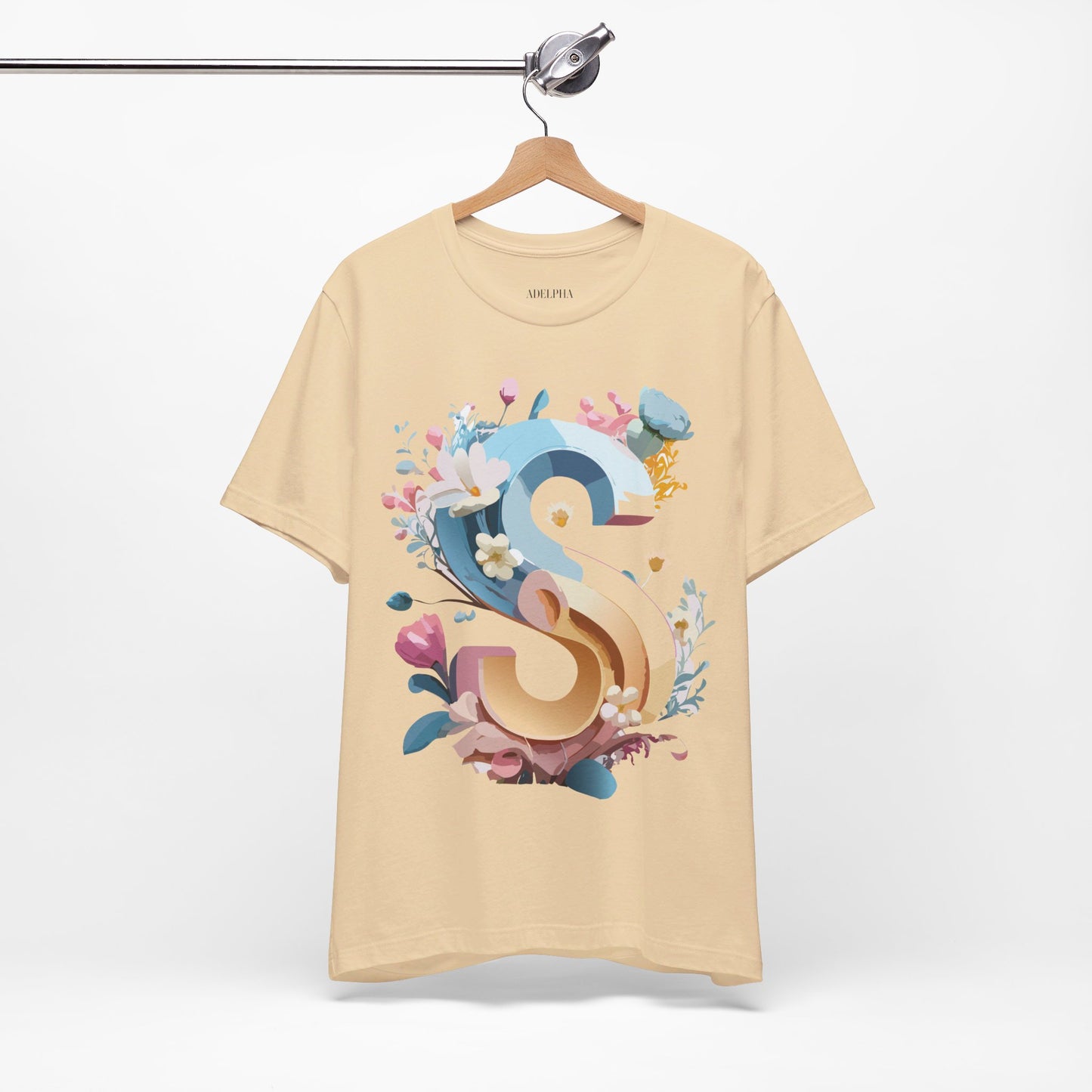Natural Cotton Tee Shirt - Letters Collection - S Printify