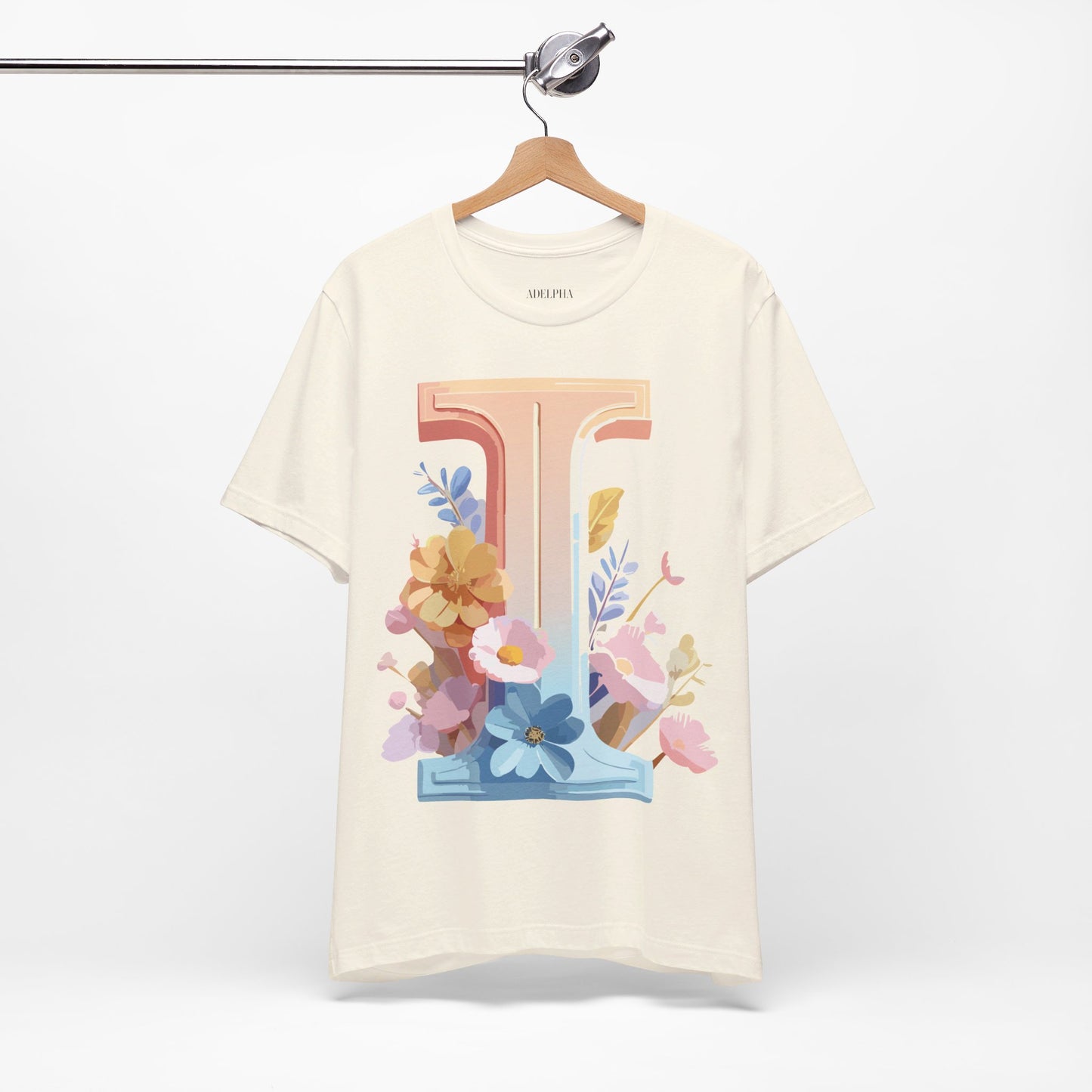 Natural Cotton Tee Shirt - Letters Collection - I Printify