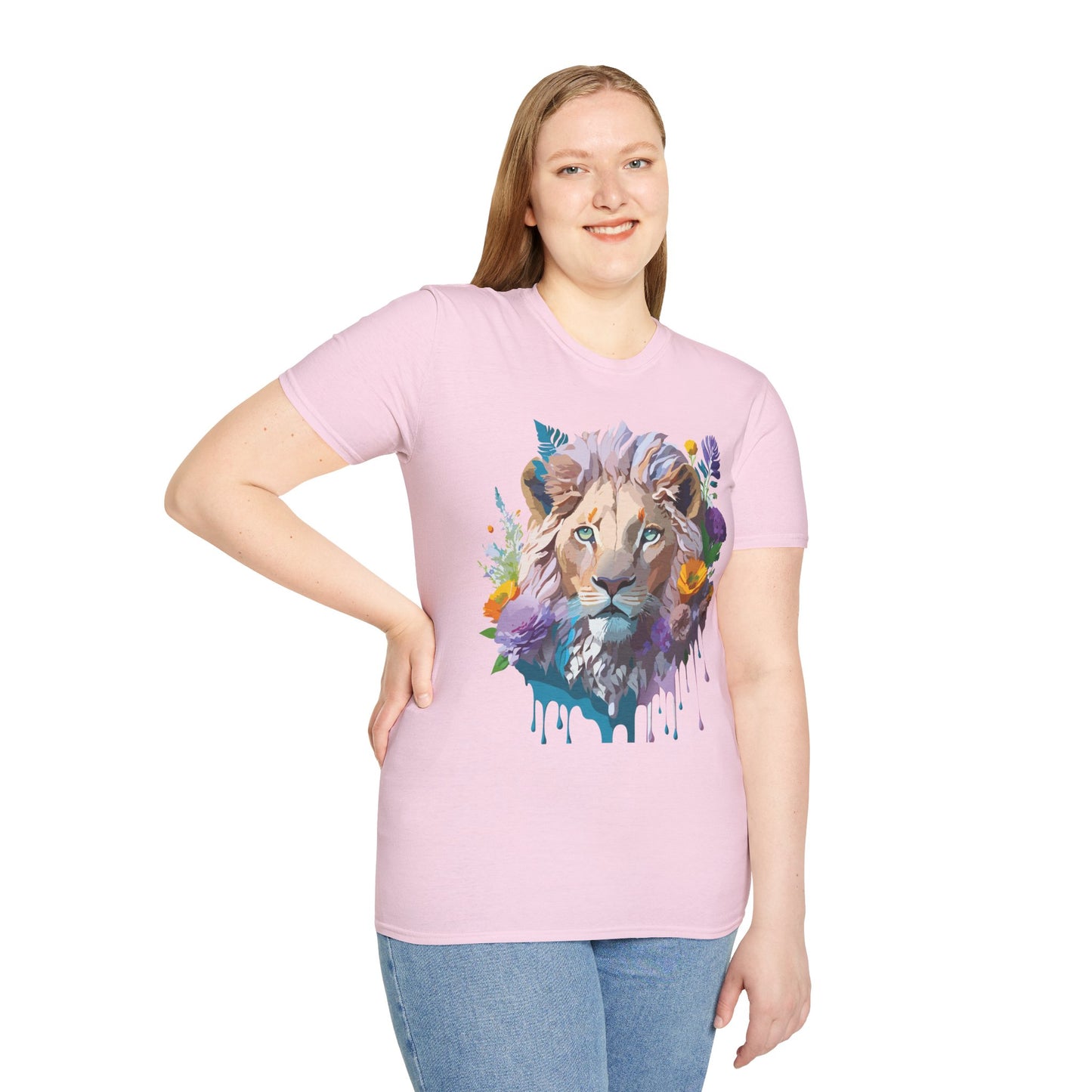 Lion Shirt, Shirt with Lion, Floral Lion Tee, Shirt with Animals
