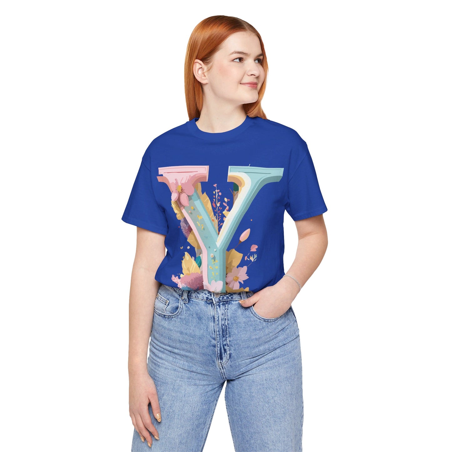 Natural Cotton Tee Shirt - Letters Collection - Y Printify