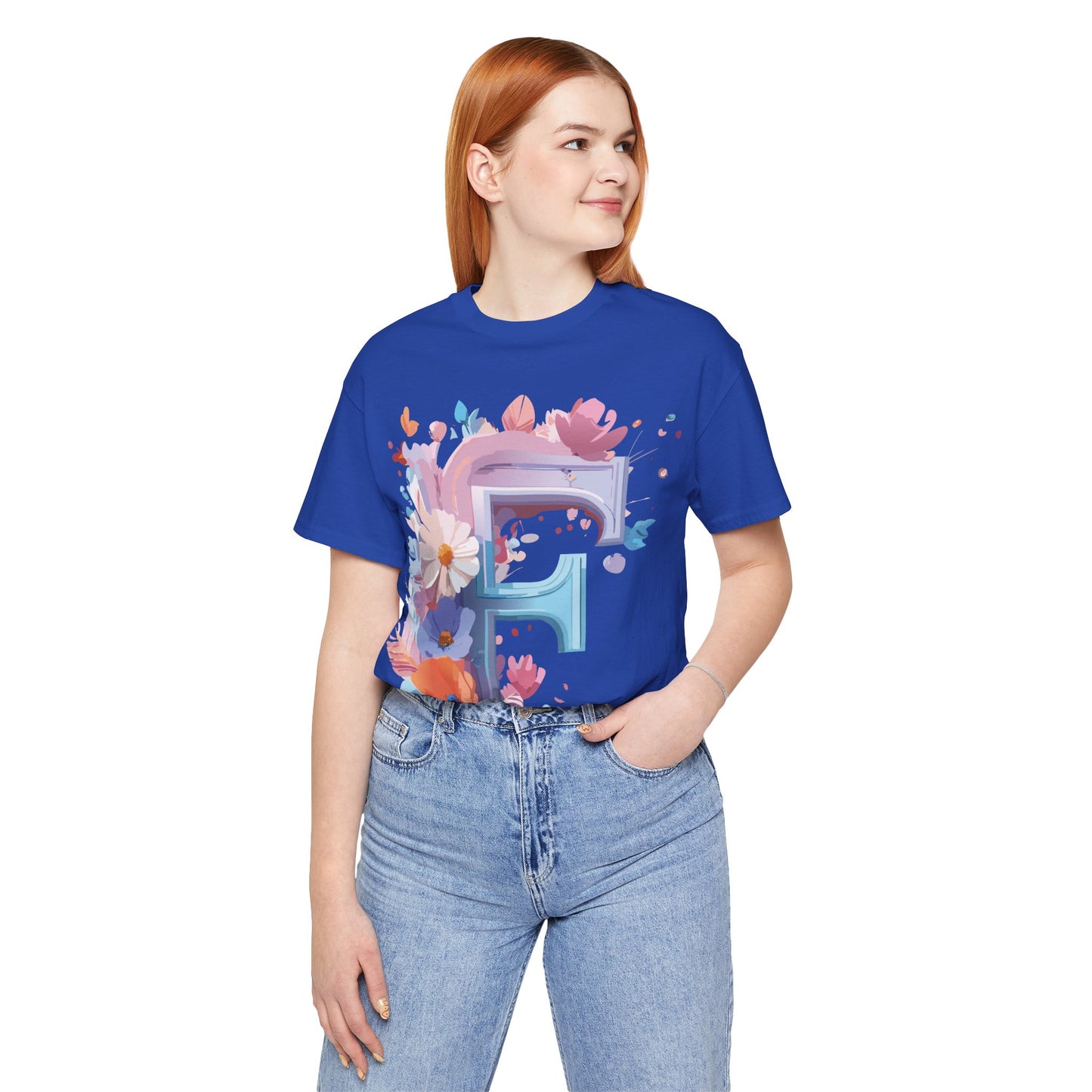 Natural Cotton Tee Shirt - Letters Collection - F Printify