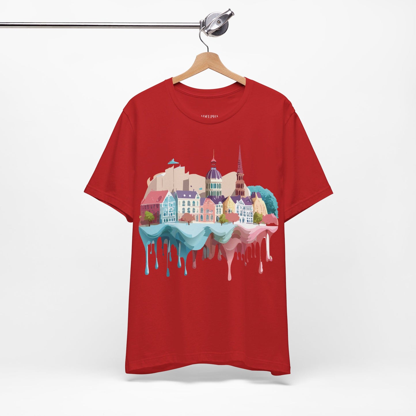 Natural Cotton Tee Shirt - Beautiful Places Collection - Warnemünde and Rostock - Germany Printify