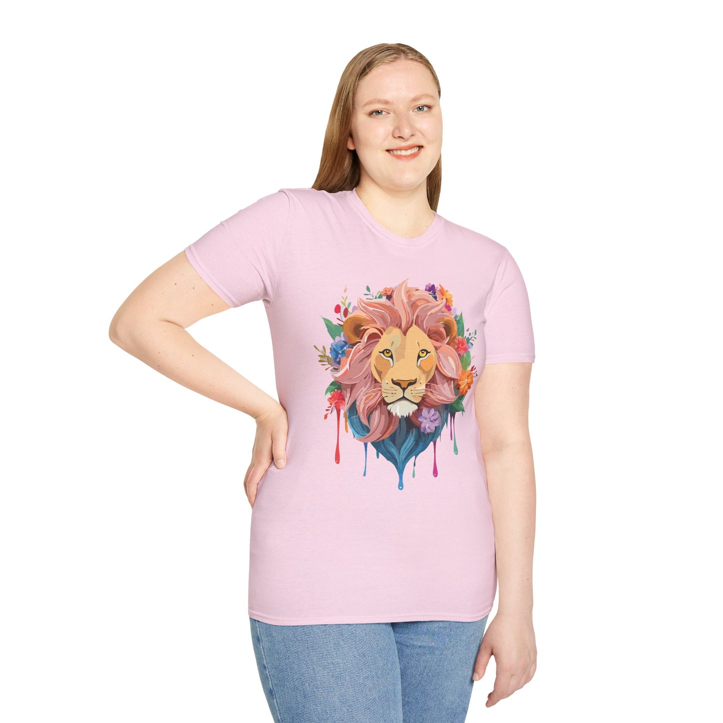 Lion Shirt, Shirt with Lion, Floral Lion Tee, Shirt with Animals