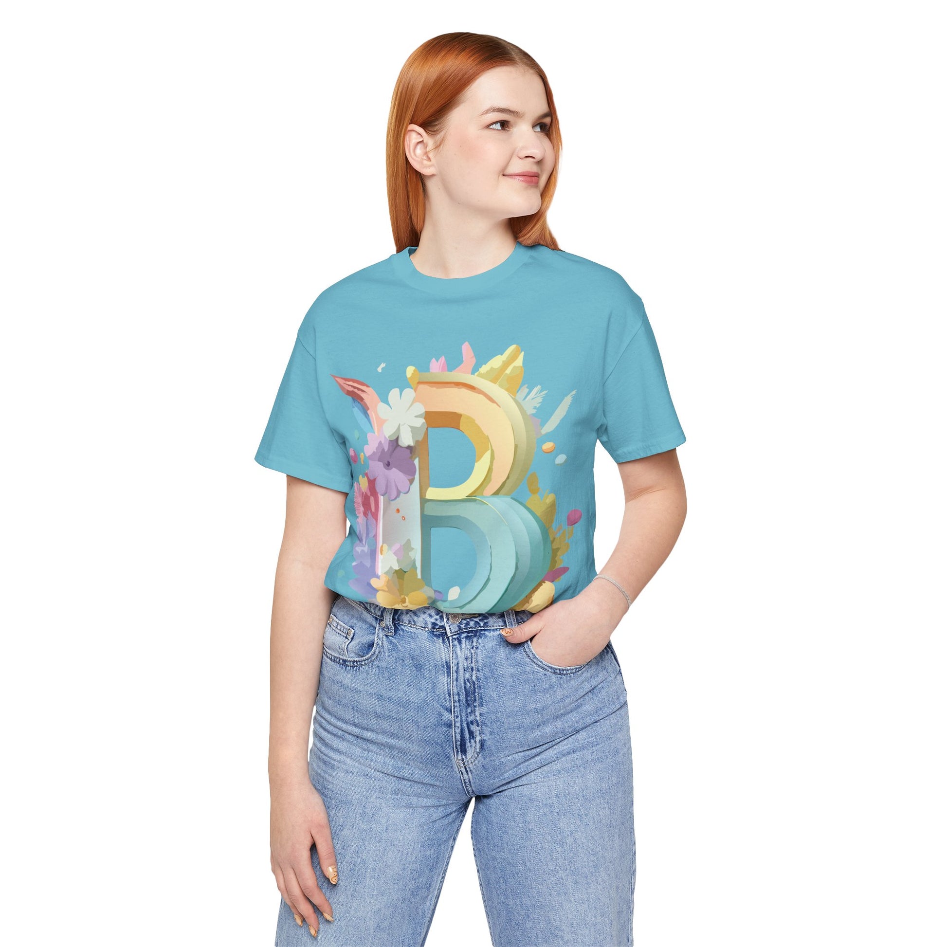 Natural Cotton Tee Shirt - Letters Collection - B Printify