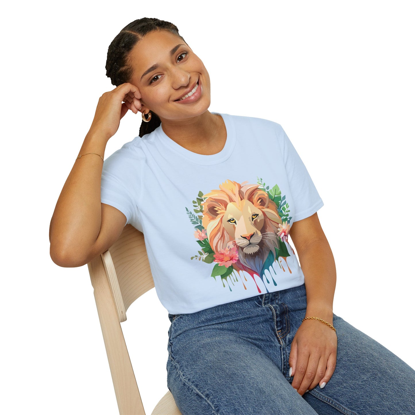 Lion Shirt, Shirt with Lion, Floral Lion Tee, Shirt with Animals