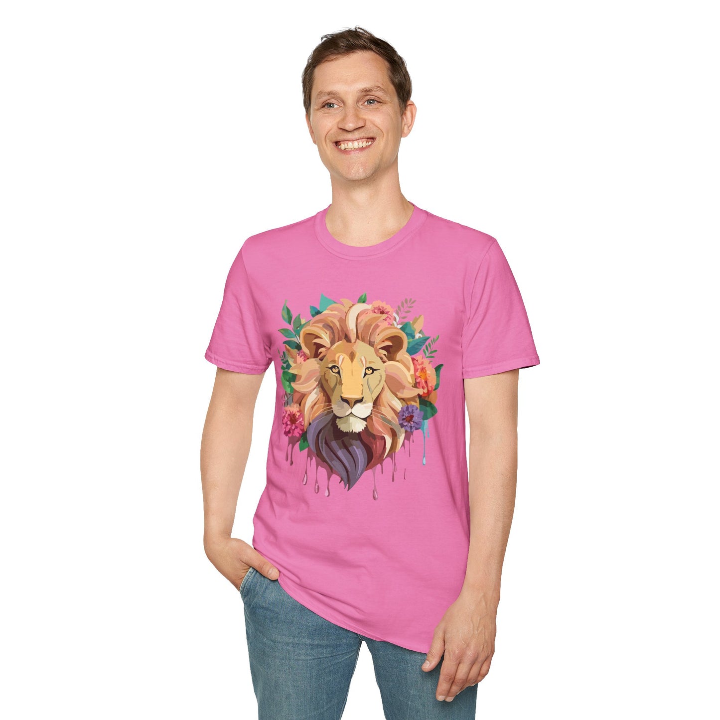 Lion Shirt, Shirt with Lion, Floral Lion Tee, Shirt with Animals