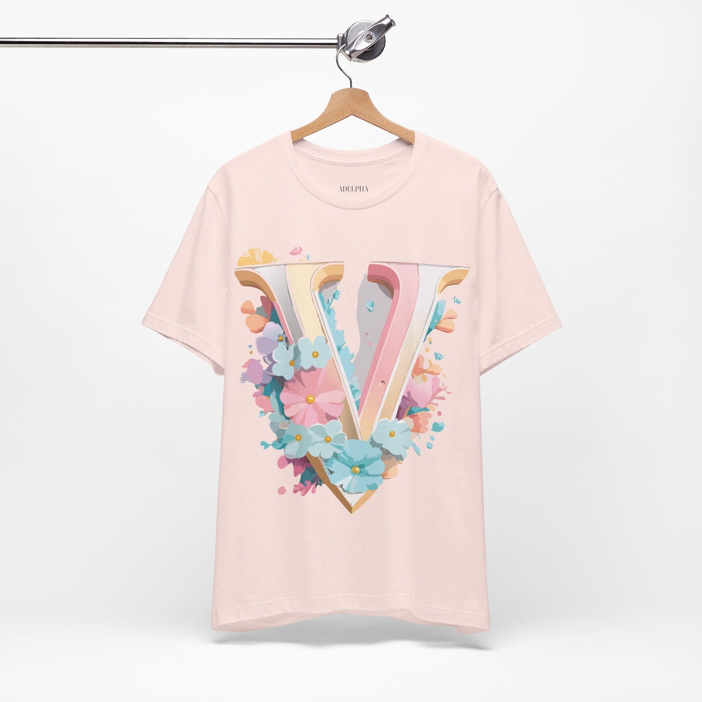 Natural Cotton Tee Shirt - Letters Collection - V Printify