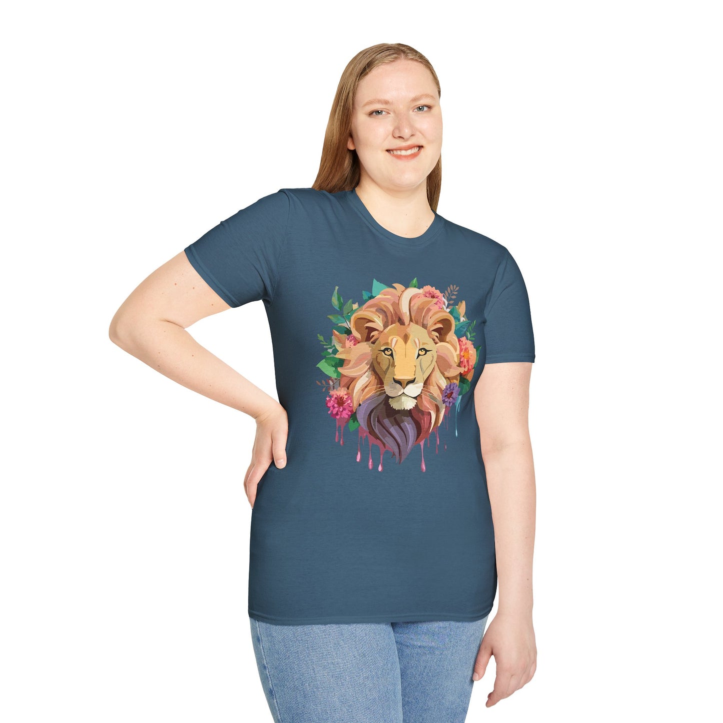 Lion Shirt, Shirt with Lion, Floral Lion Tee, Shirt with Animals