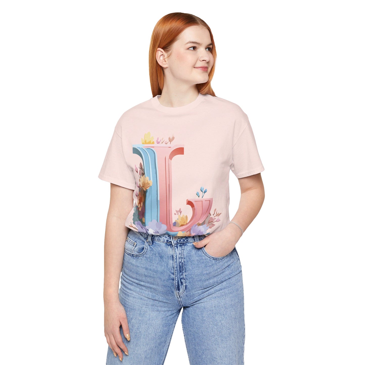 Natural Cotton Tee Shirt - Letters Collection - L Printify