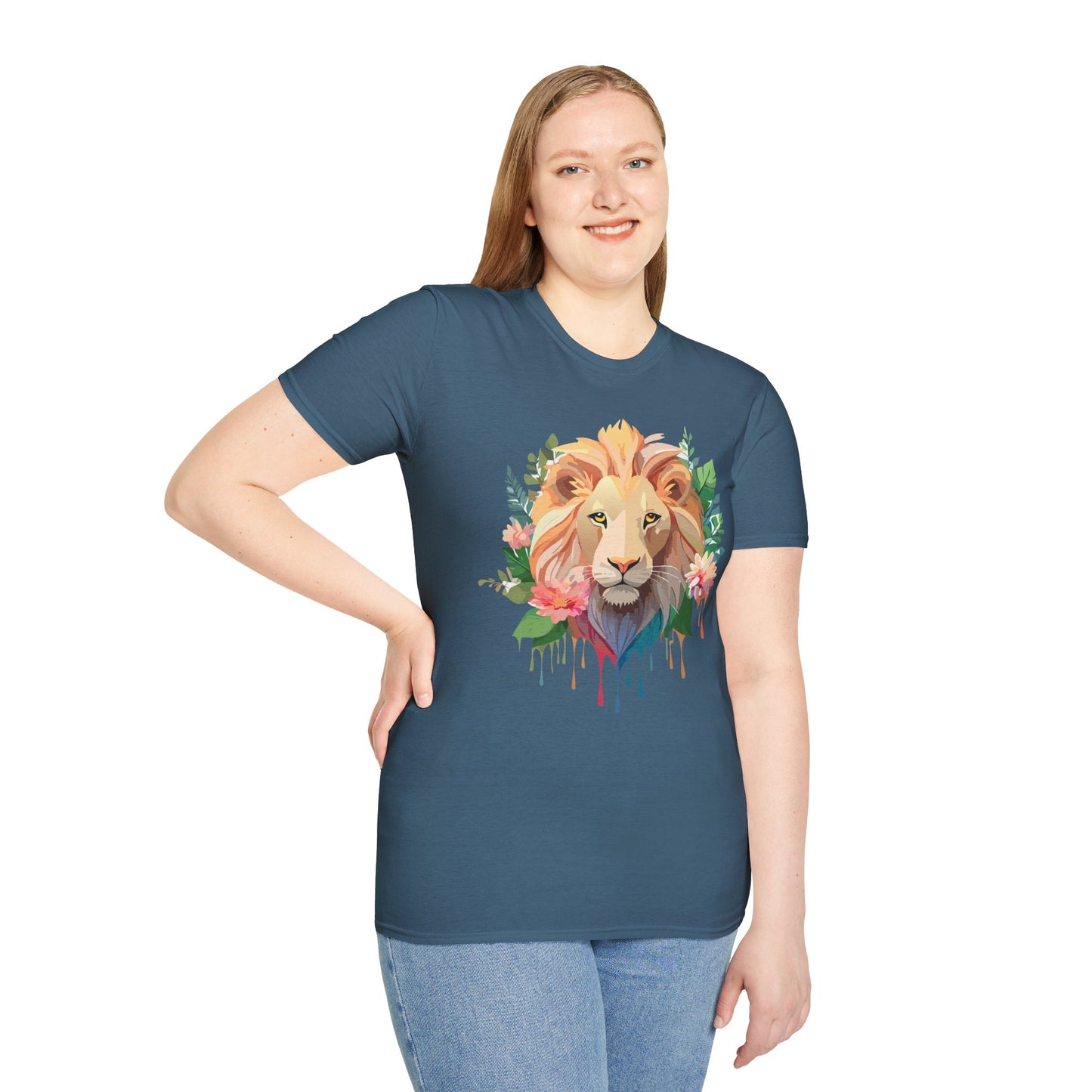 Lion Shirt, Shirt with Lion, Floral Lion Tee, Shirt with Animals