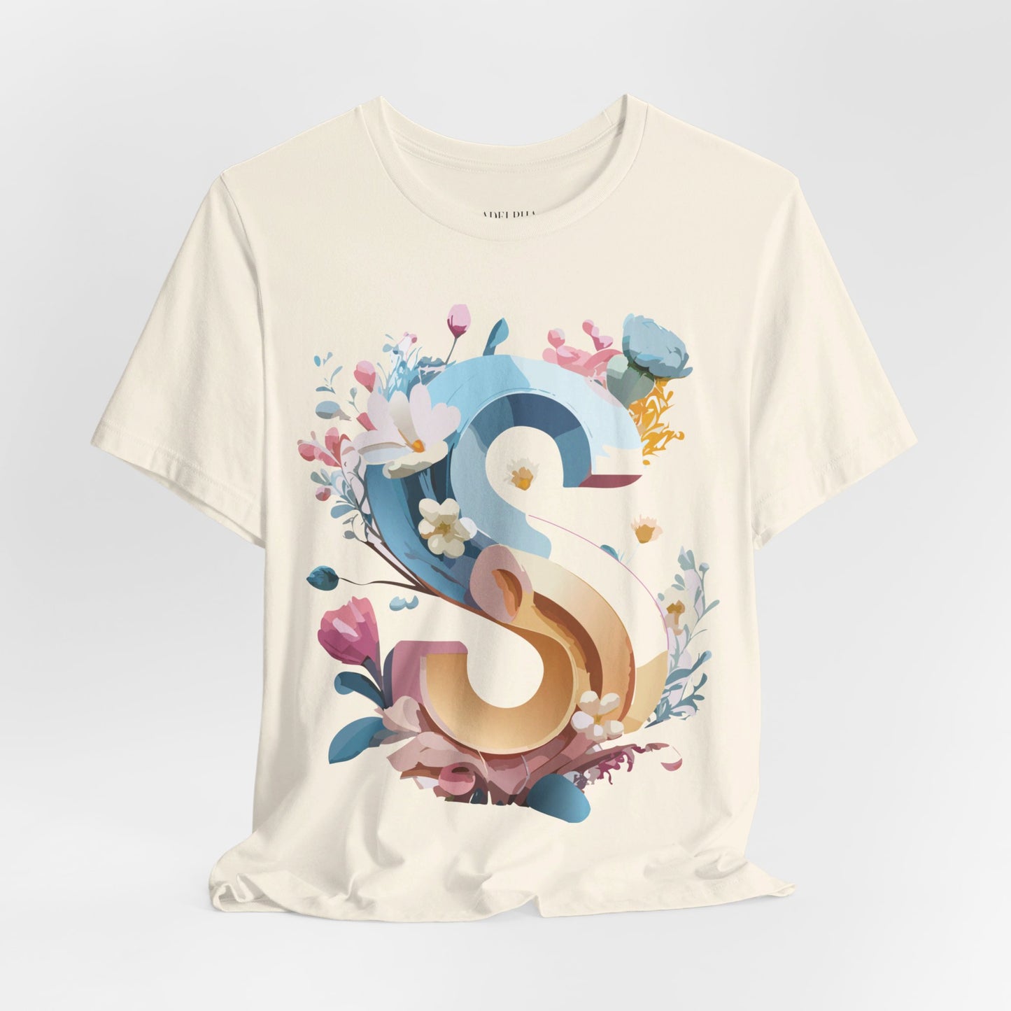 Natural Cotton Tee Shirt - Letters Collection - S Printify