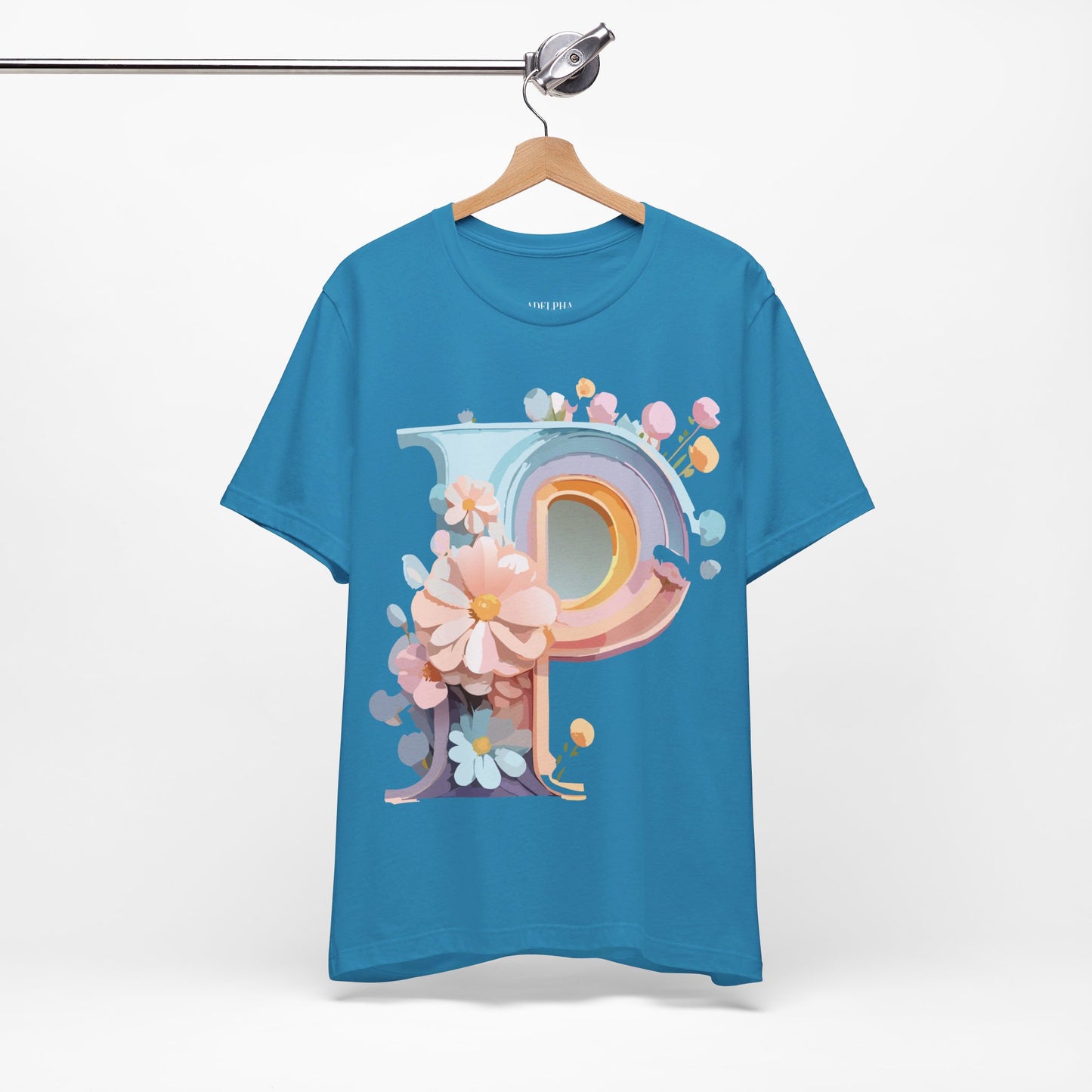 Natural Cotton Tee Shirt - Letters Collection - P Printify