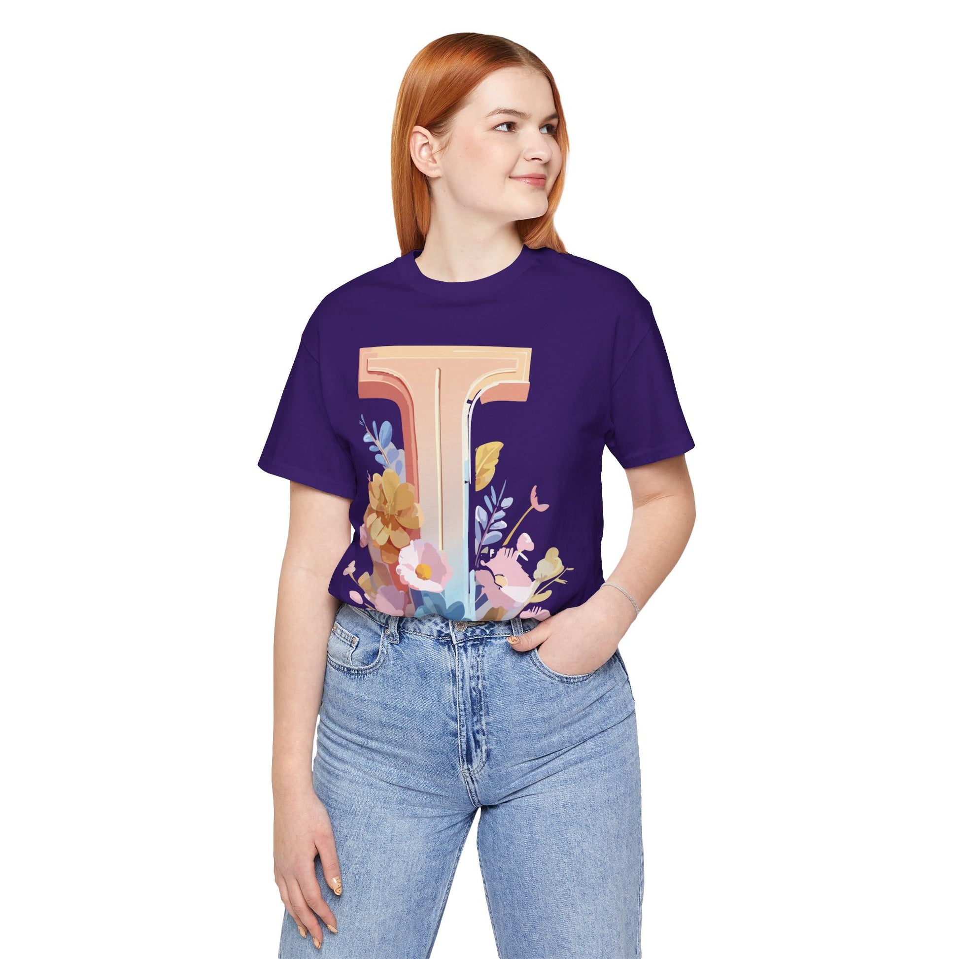 Natural Cotton Tee Shirt - Letters Collection - I Printify