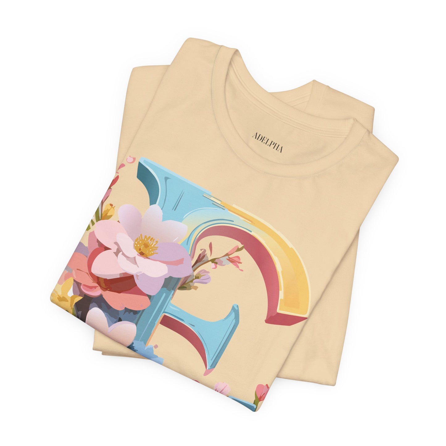 Natural Cotton Tee Shirt - Letters Collection - E Printify