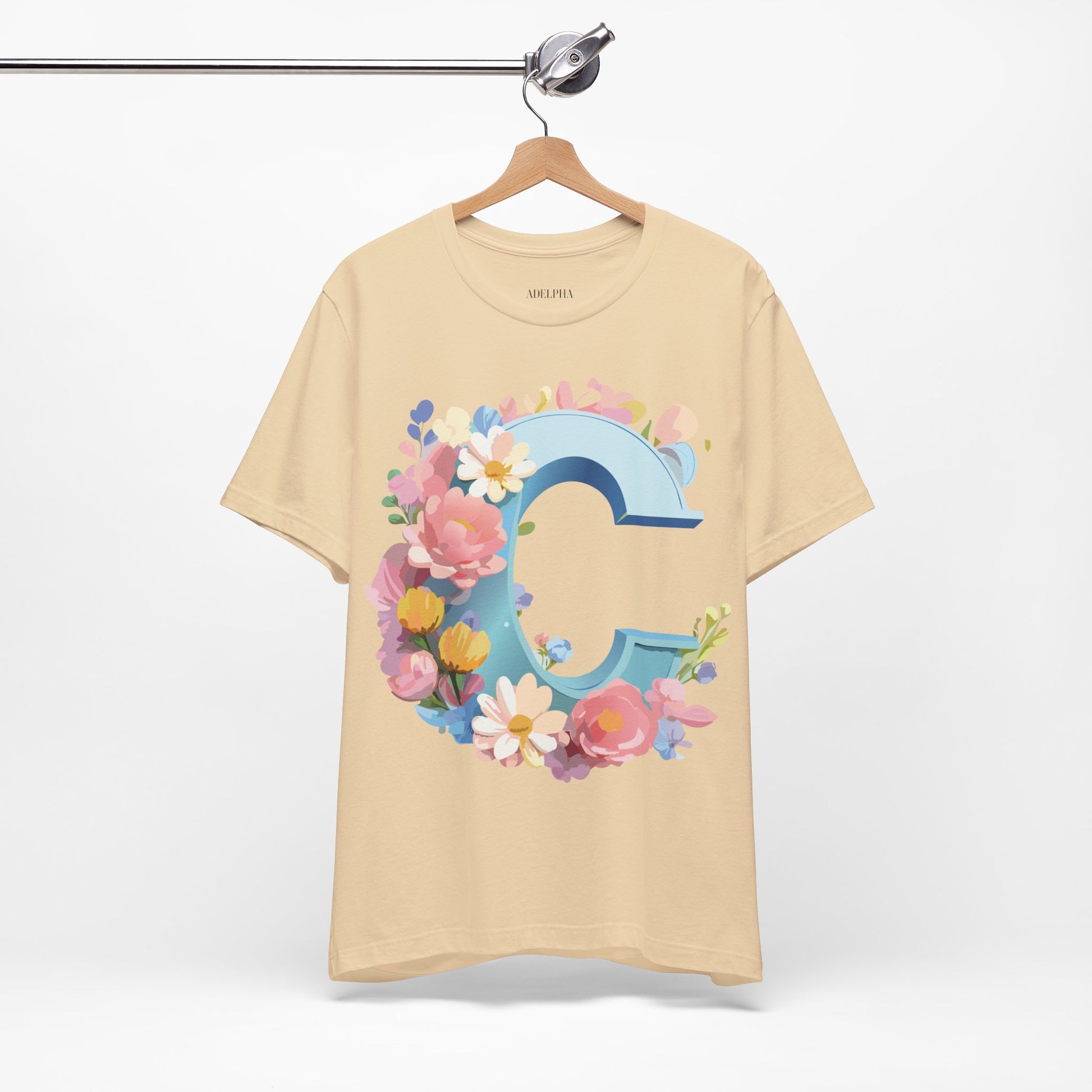 Natural Cotton Tee Shirt - Letters Collection - C Printify