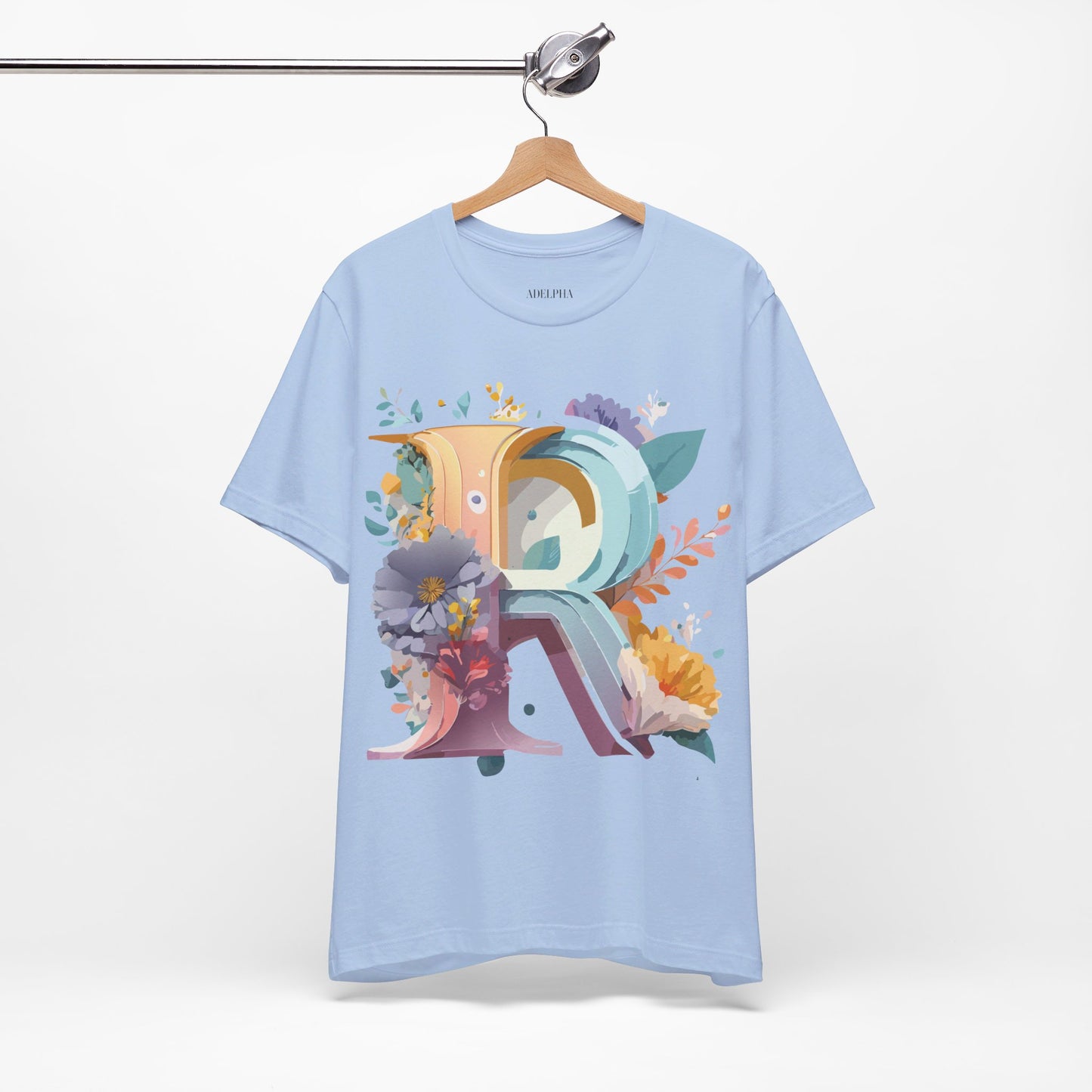 Natural Cotton Tee Shirt - Letters Collection - R Printify