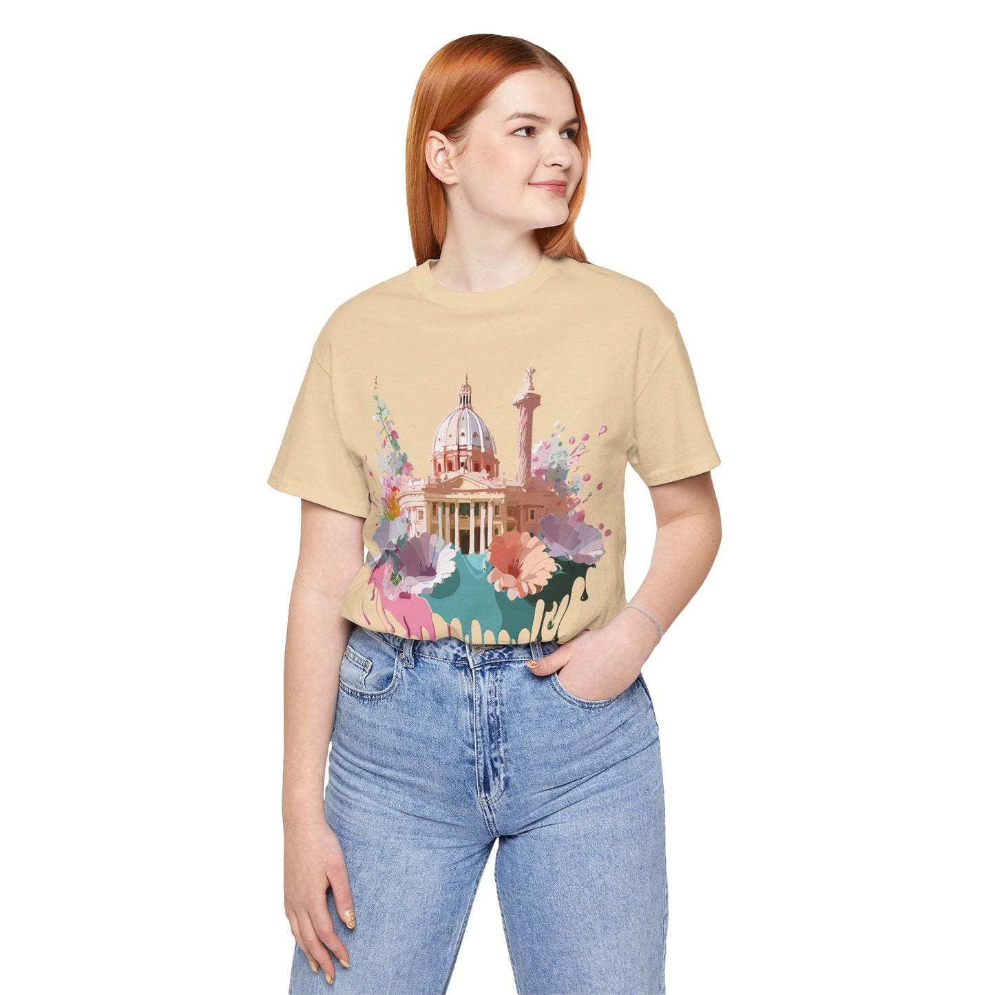 Natural Cotton Tee Shirt - Beautiful Places Collection - Rome Printify