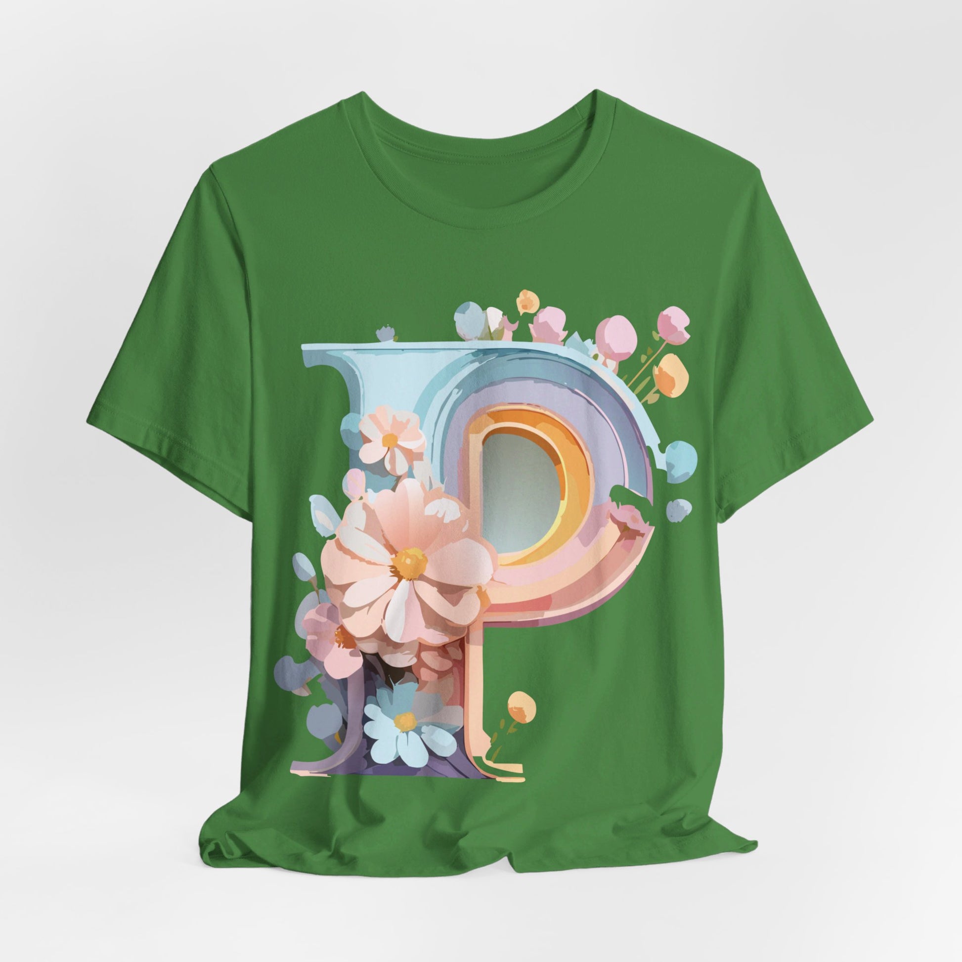 Natural Cotton Tee Shirt - Letters Collection - P Printify