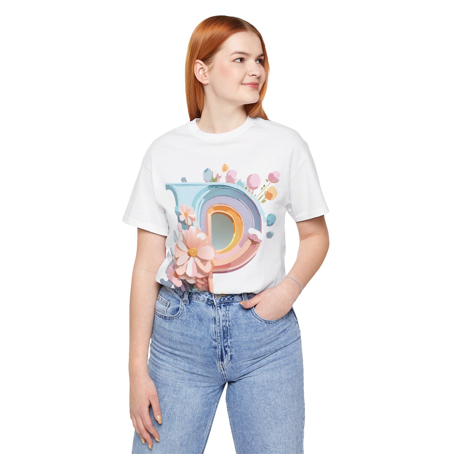 Natural Cotton Tee Shirt - Letters Collection - P Printify