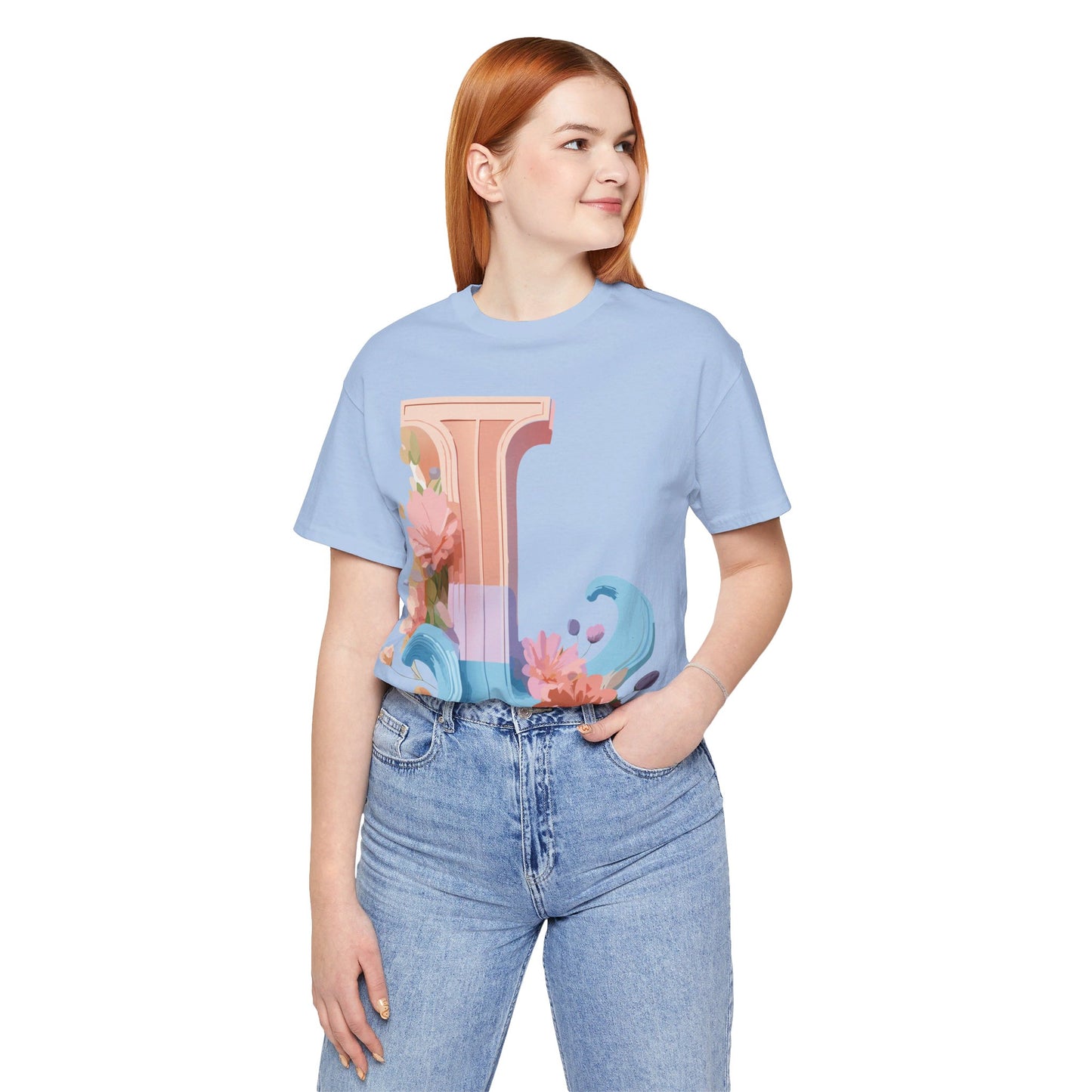 Natural Cotton Tee Shirt - Letters Collection - L Printify