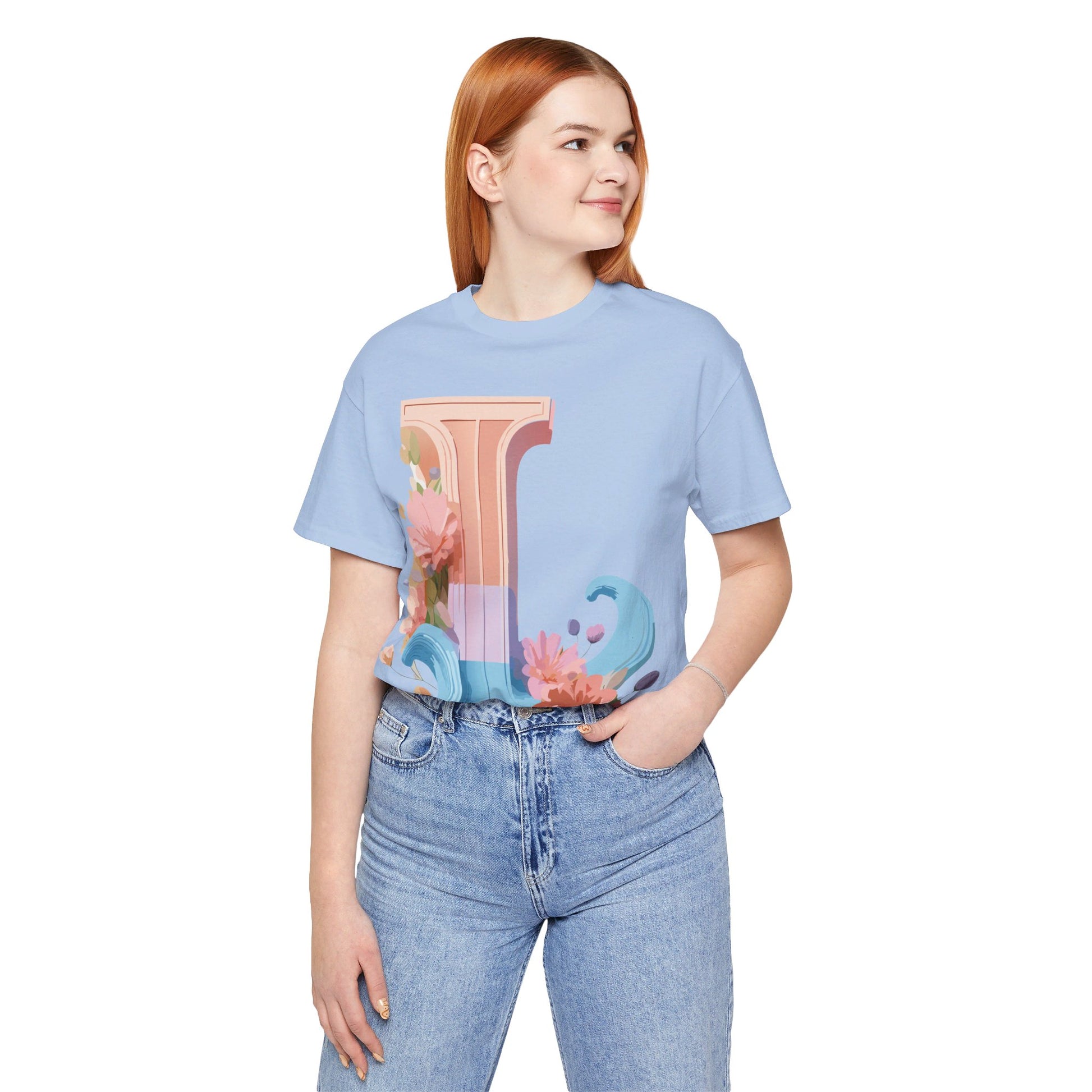 Natural Cotton Tee Shirt - Letters Collection - L Printify