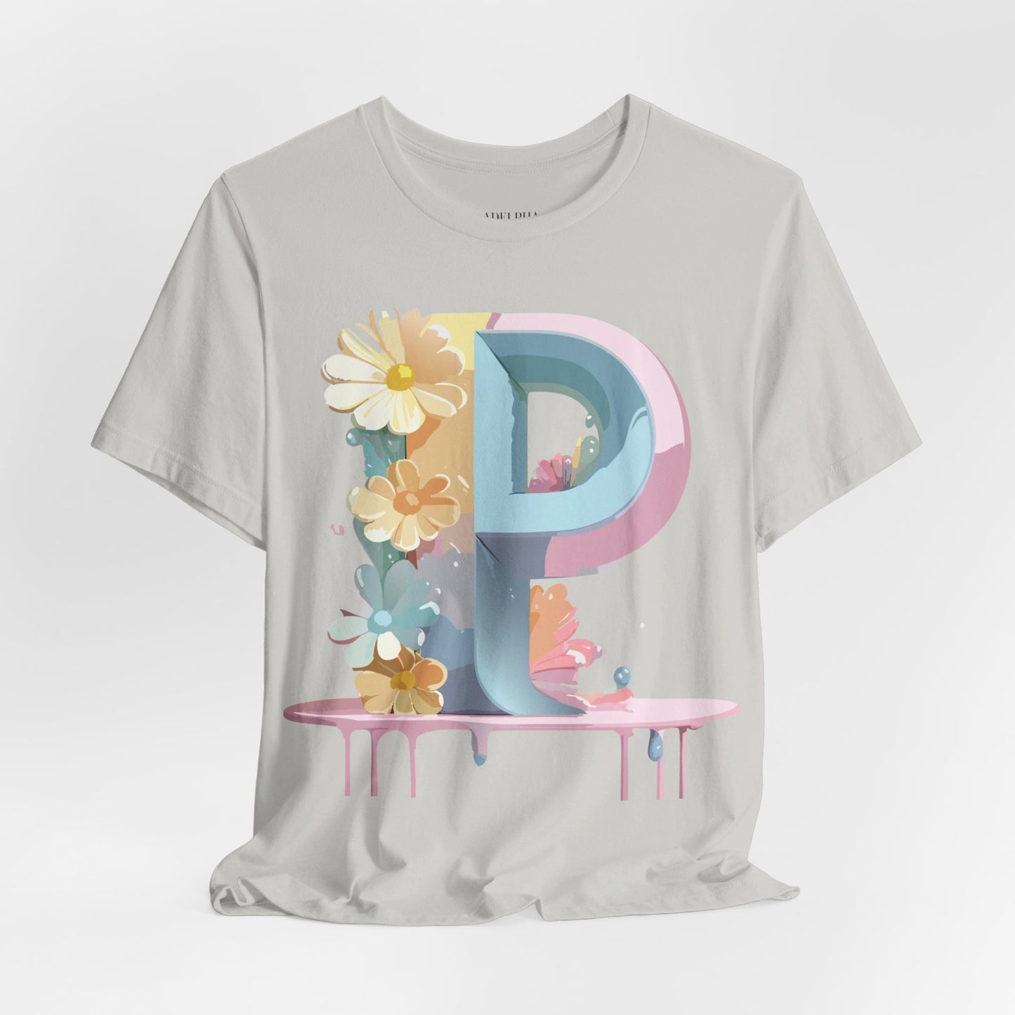 Natural Cotton Tee Shirt - Letters Collection - P Printify