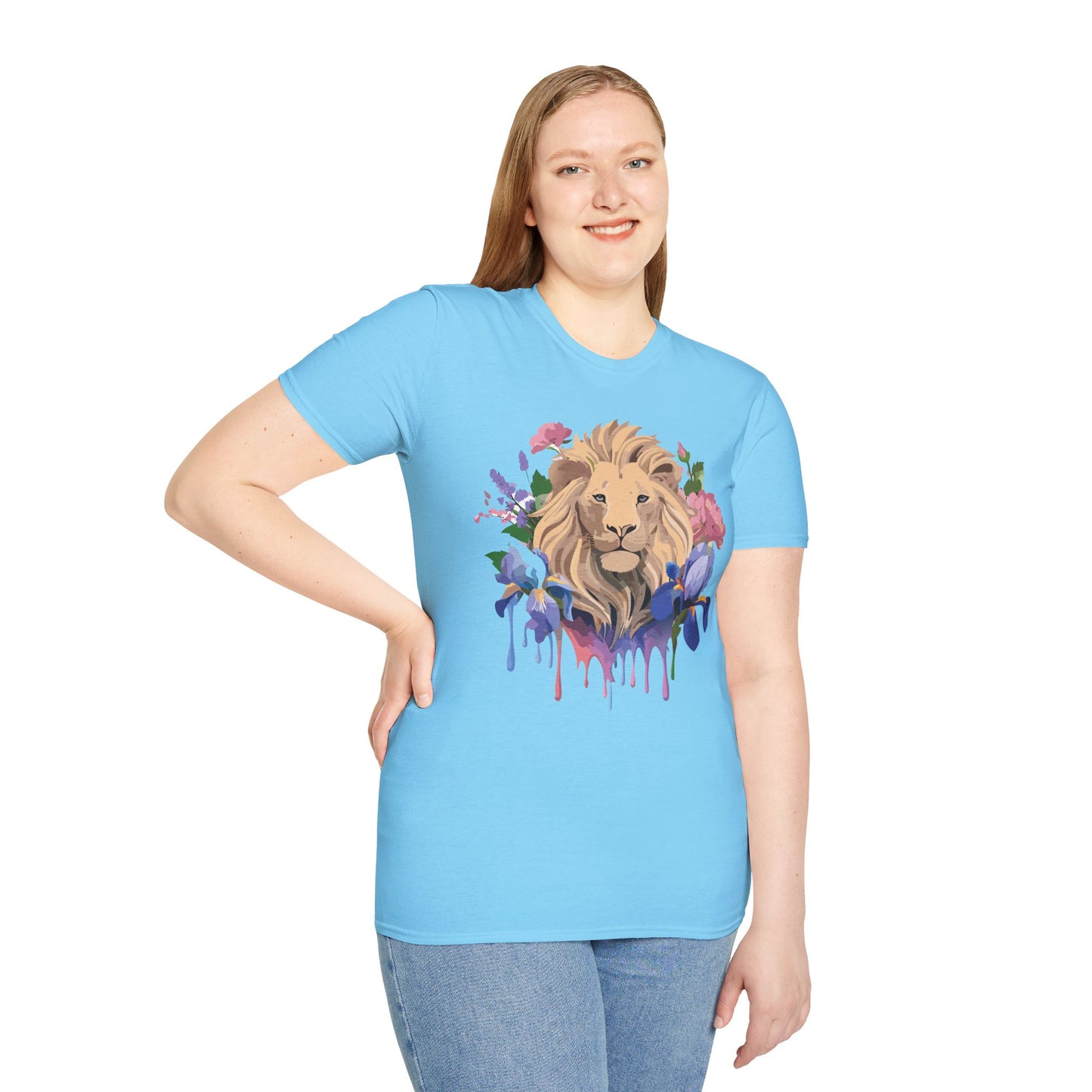 Lion Shirt, Shirt with Lion, Floral Lion Tee, Shirt with Animals