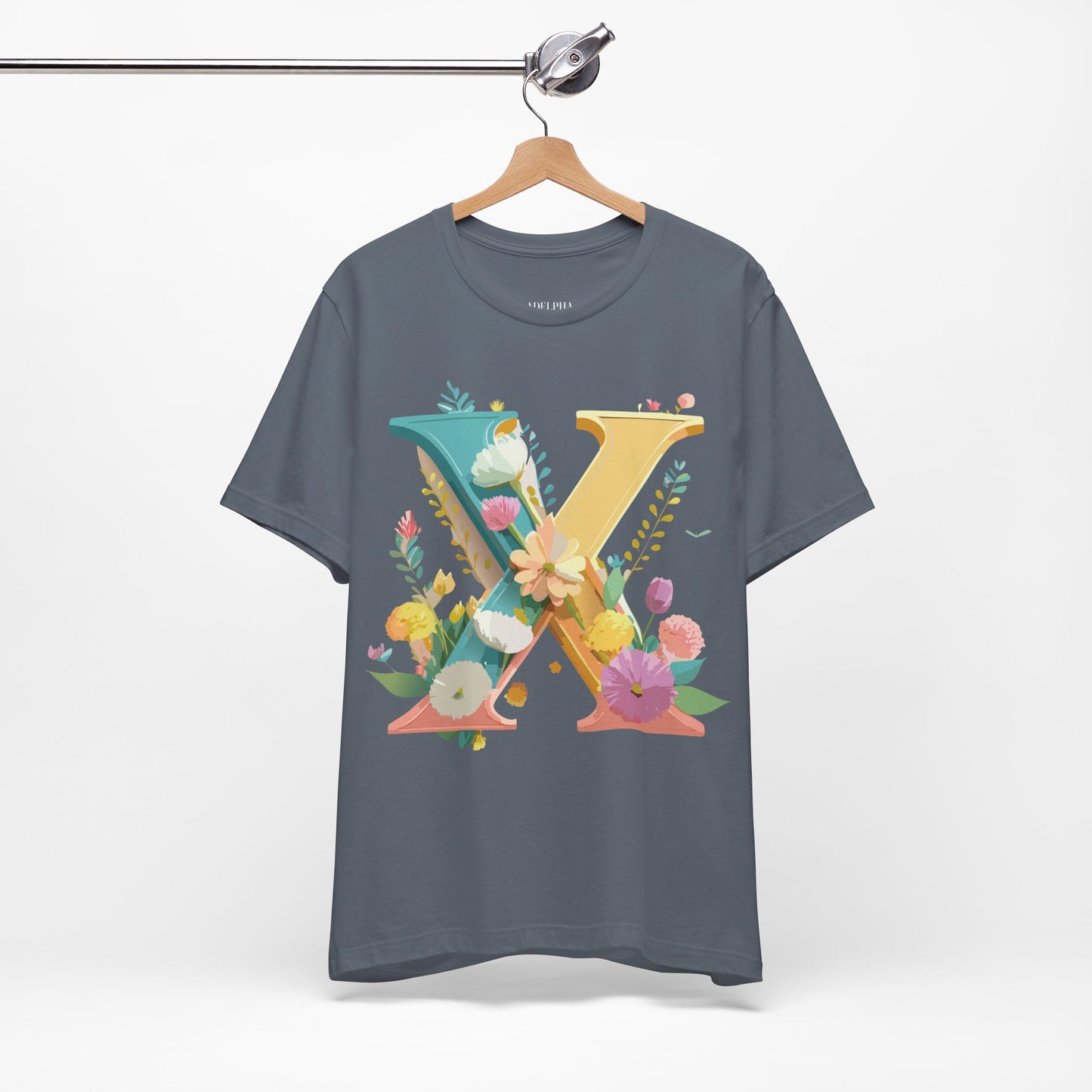 Natural Cotton Tee Shirt - Letters Collection - X Printify