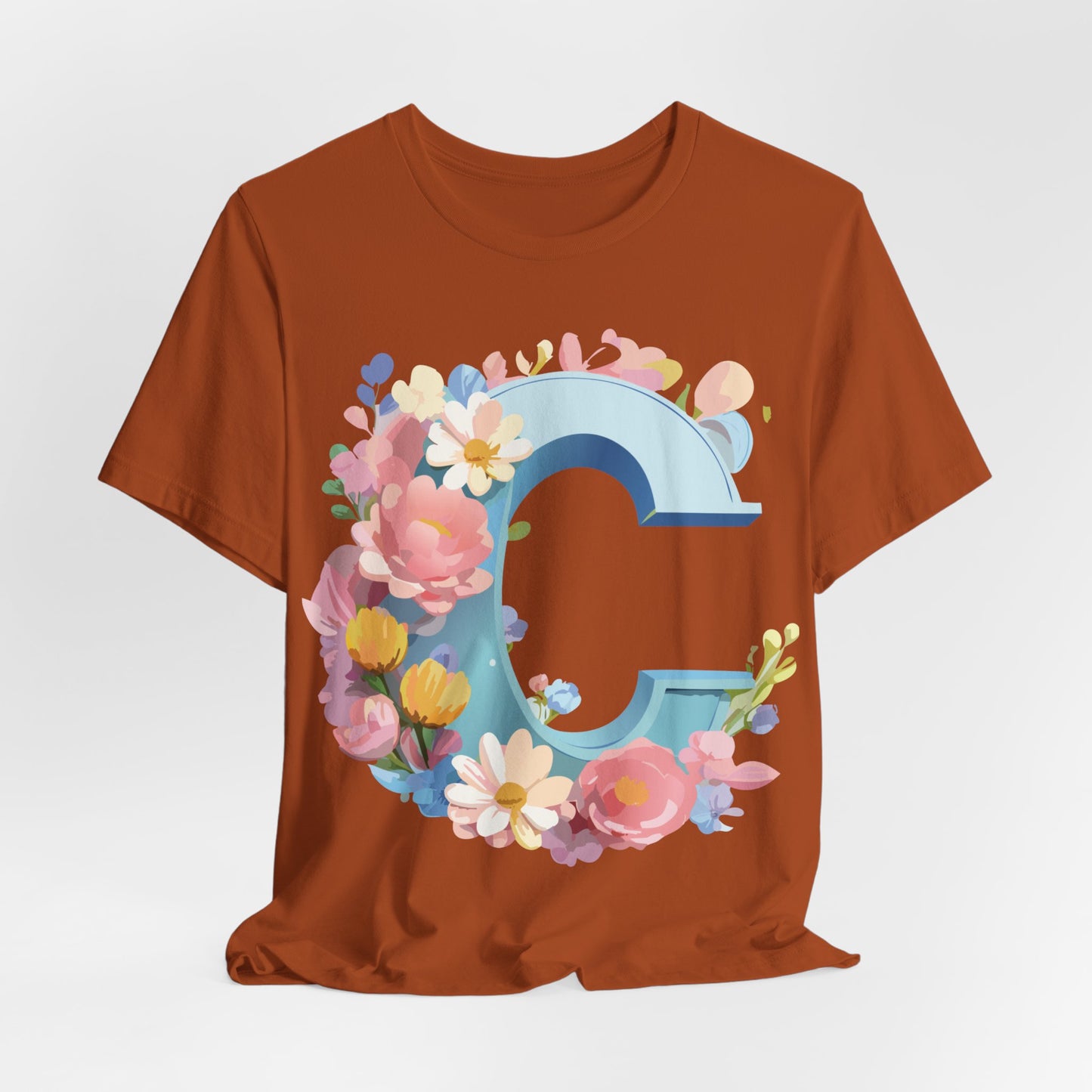 Natural Cotton Tee Shirt - Letters Collection - C Printify