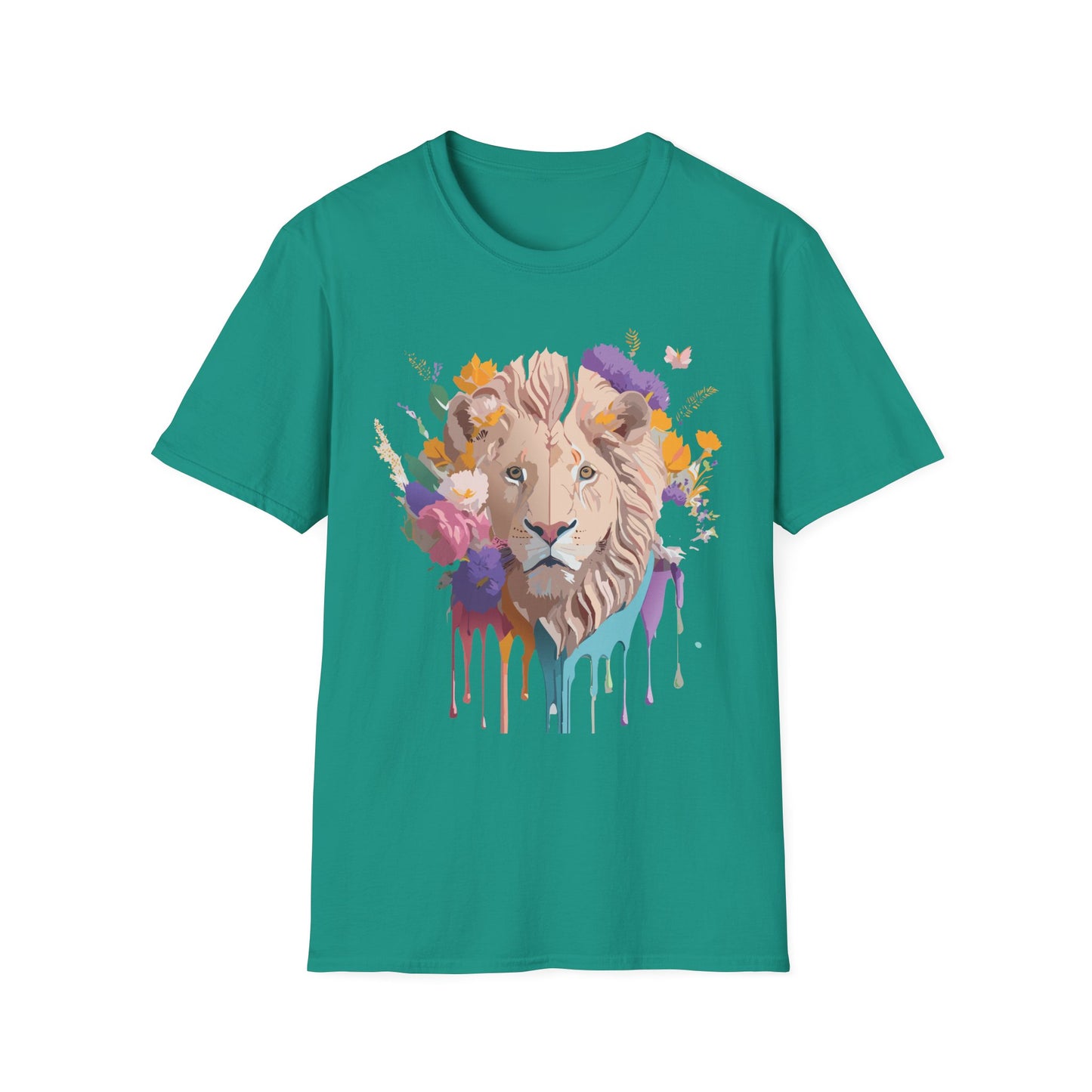 Lion Shirt, Shirt with Lion, Floral Lion Tee, Shirt with Animals