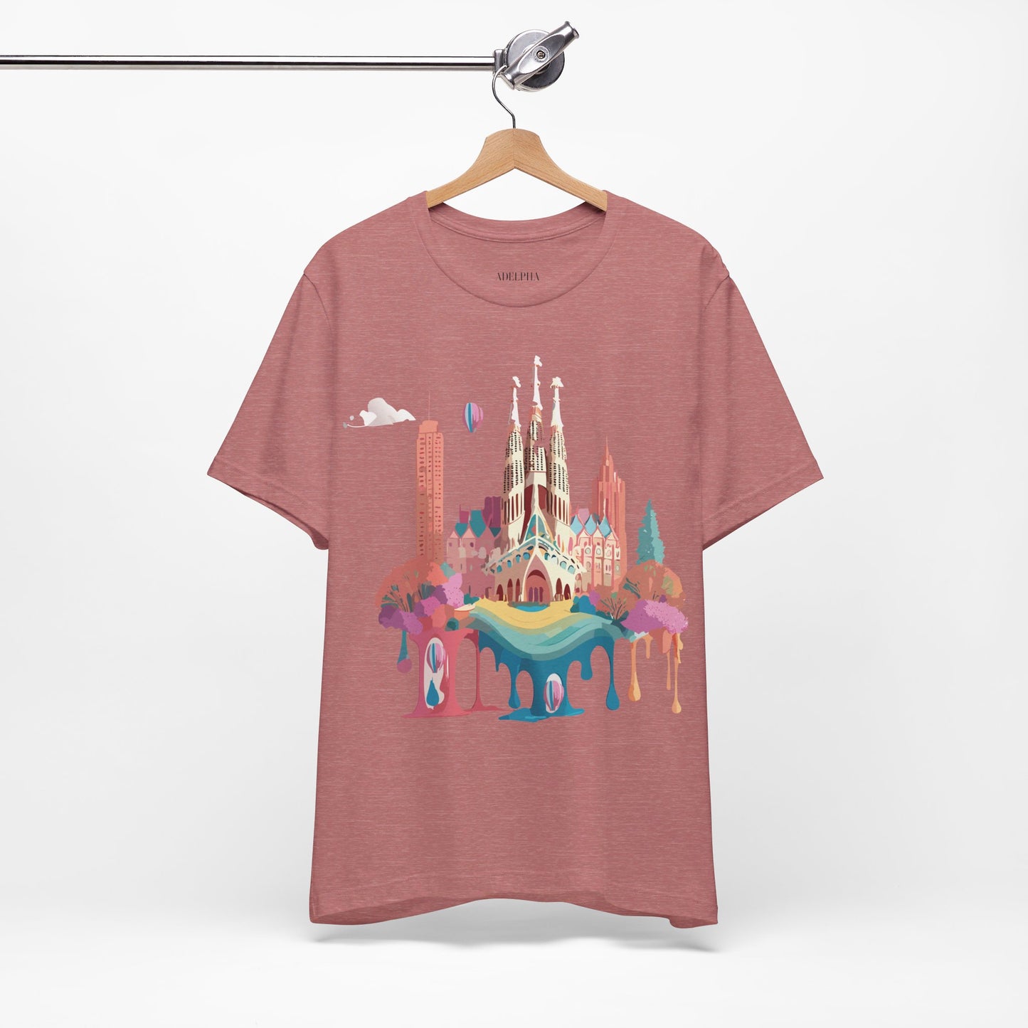 Natural Cotton Tee Shirt - Beautiful Places Collection - Barcelona Printify