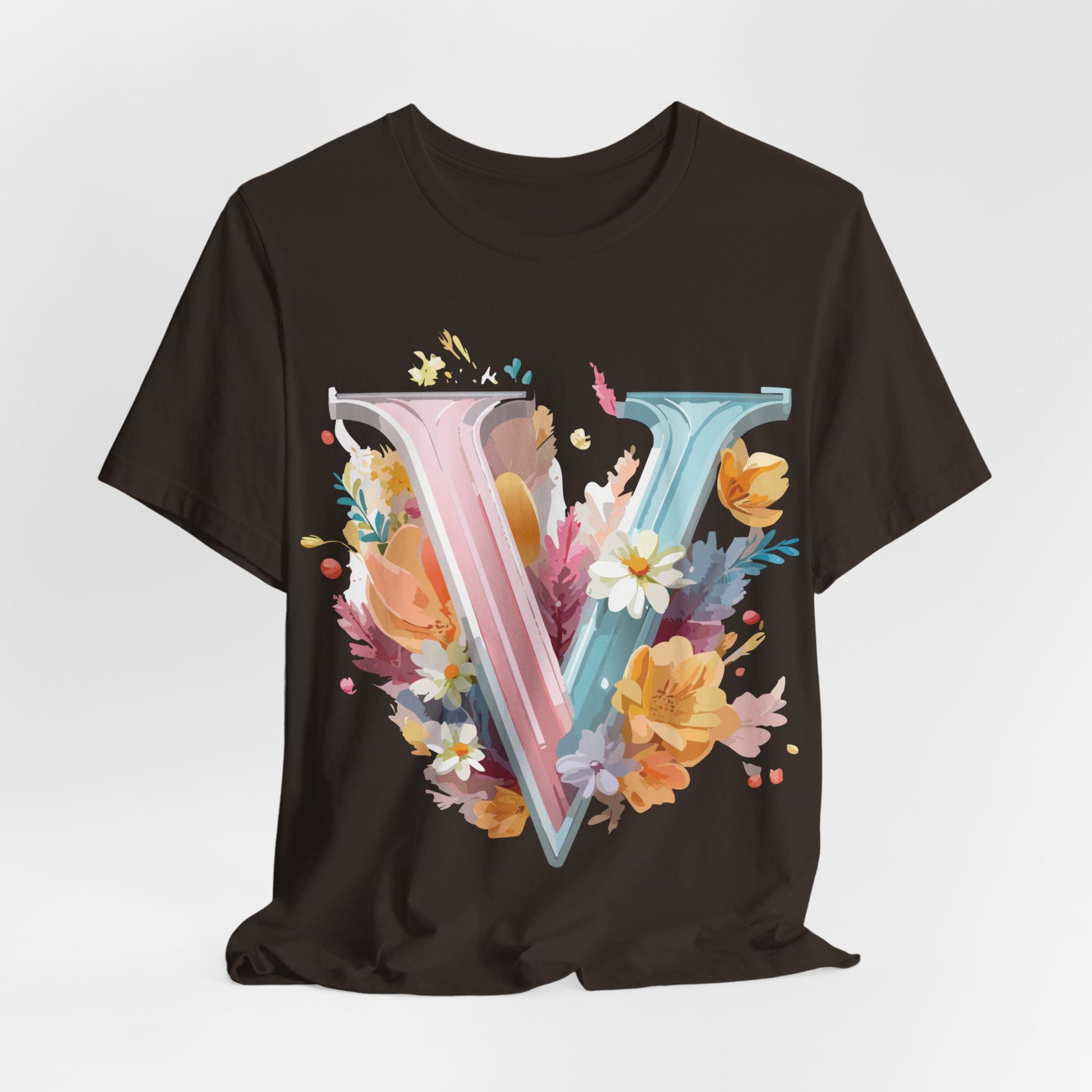 Natural Cotton Tee Shirt - Letters Collection - V Printify