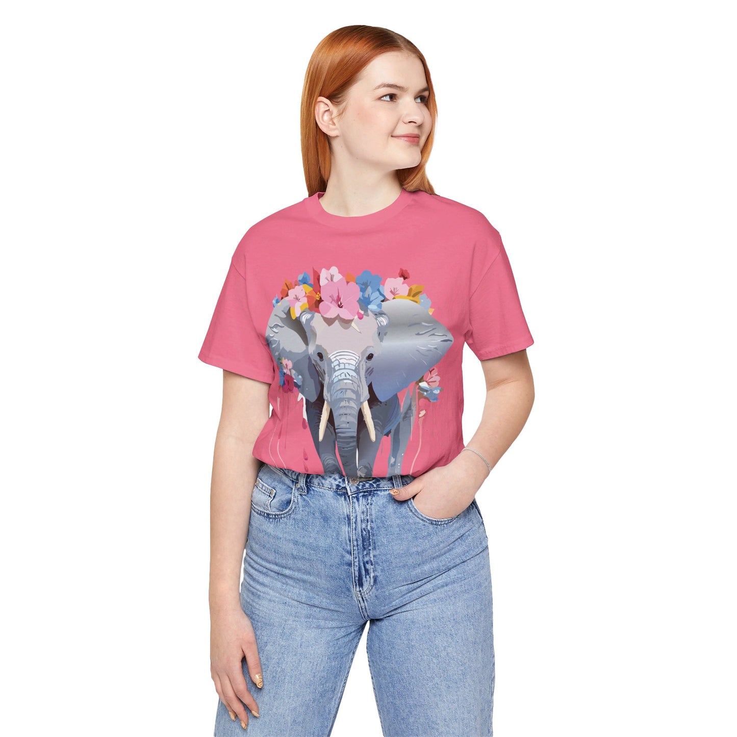 Natural Cotton Tee Shirt with Elephant Printify