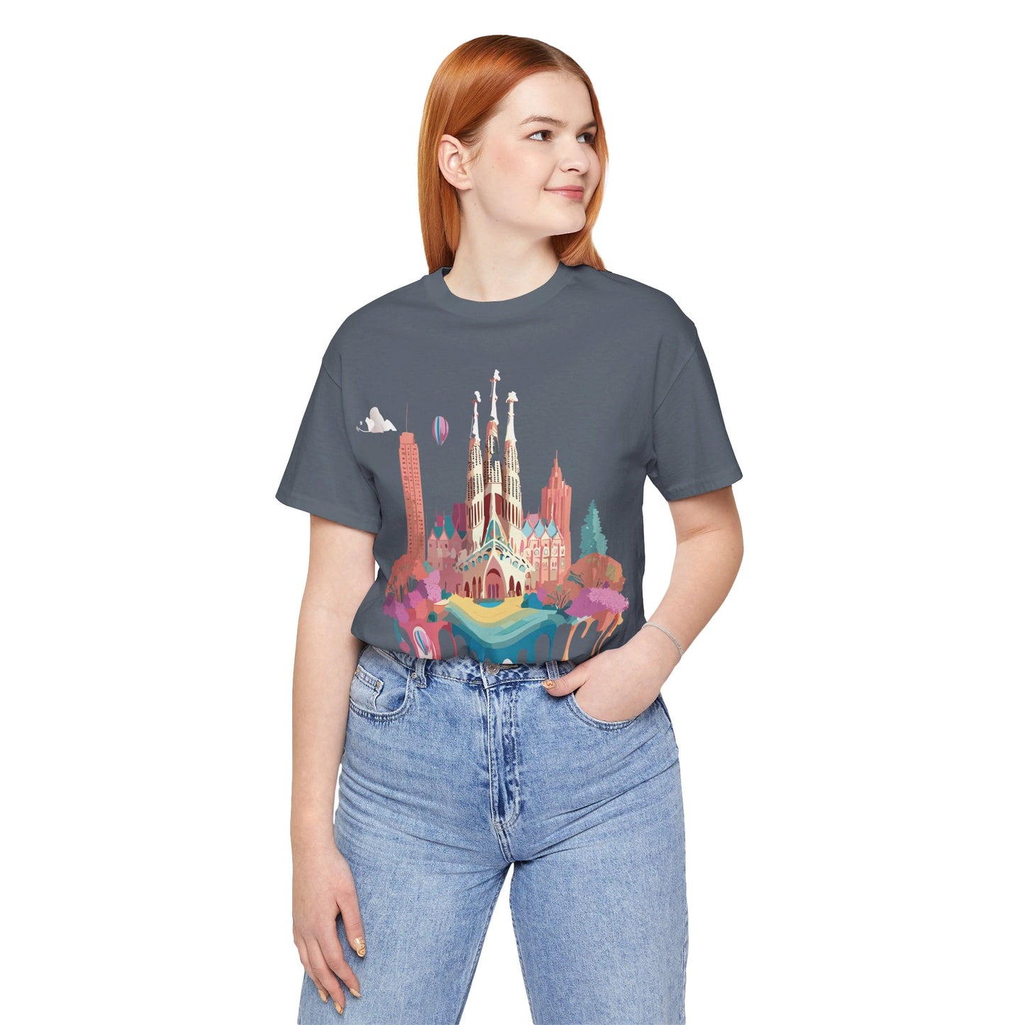 Natural Cotton Tee Shirt - Beautiful Places Collection - Barcelona Printify